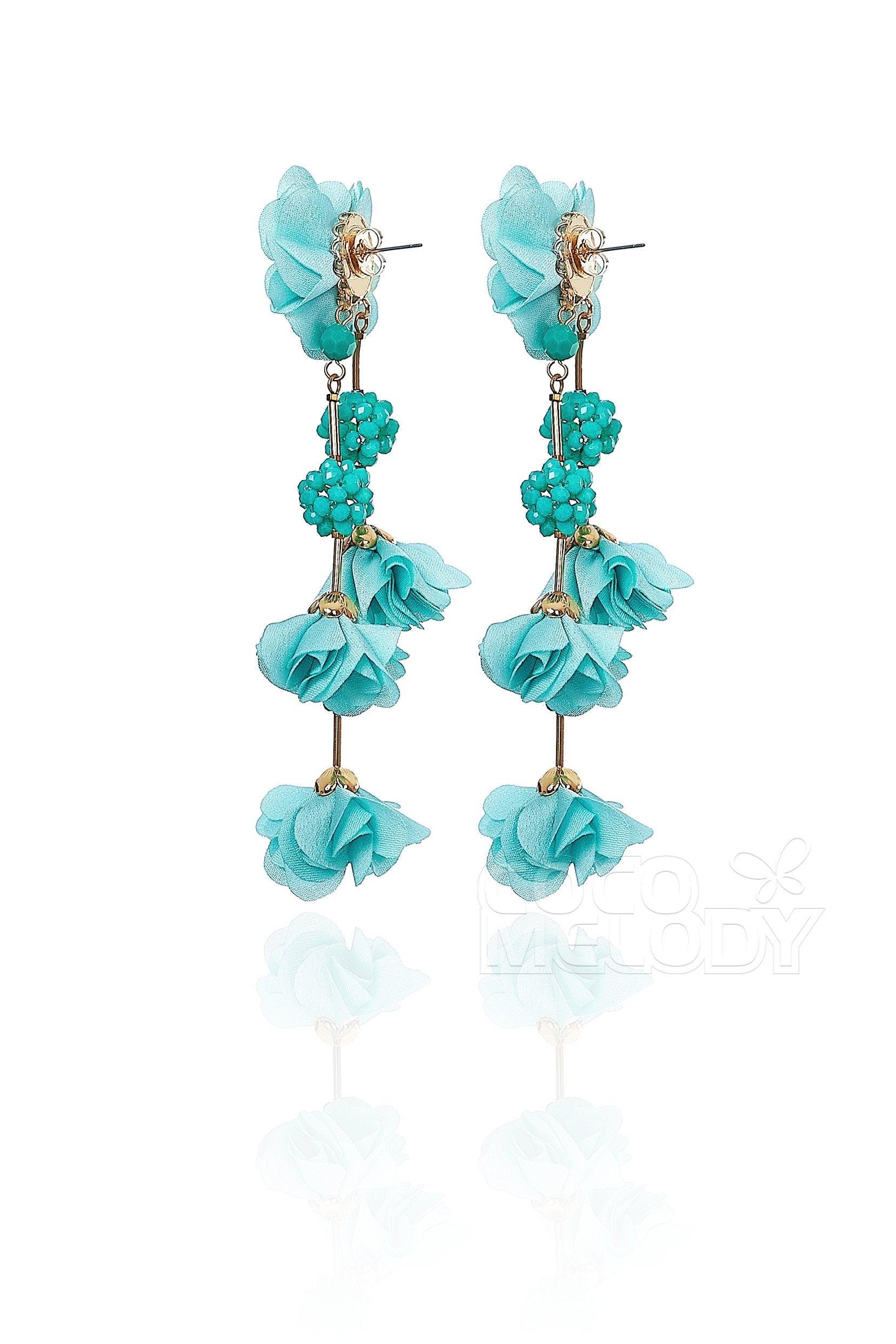 Graceful Flower Wedding Earrings with Beading HG18003 - COCOMELODY