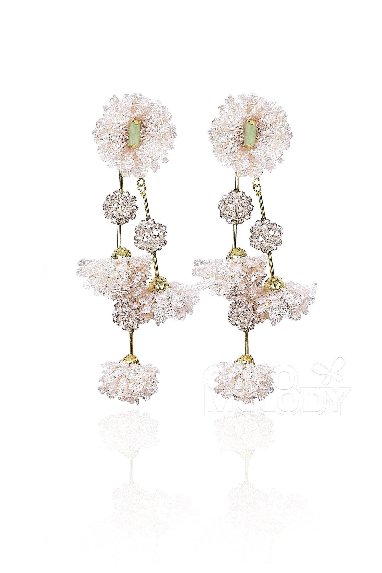 Graceful Flower Wedding Earrings with Beading HG18003 - COCOMELODY