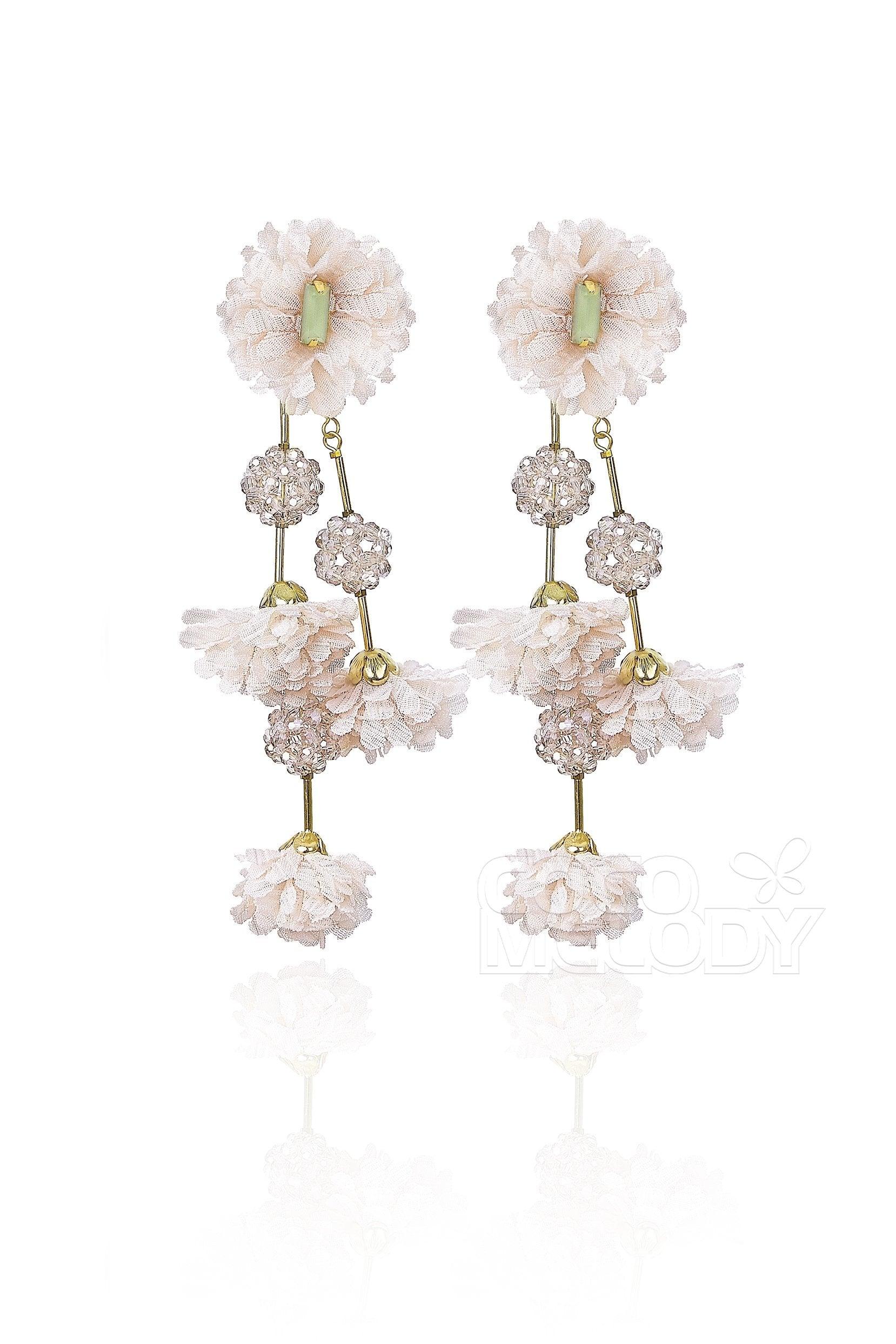 Graceful Flower Wedding Earrings with Beading HG18003 - COCOMELODY