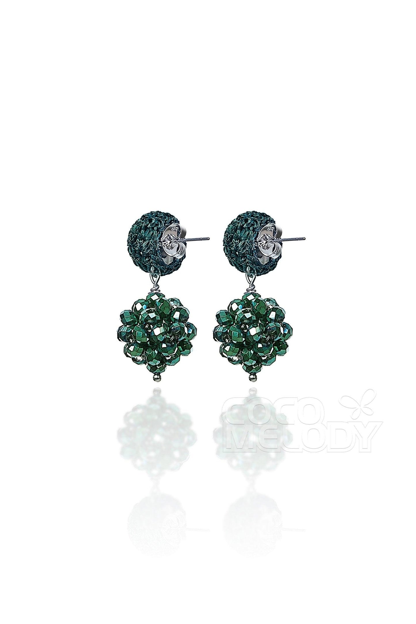 Eye-catching Crochet Wedding Earrings with Jewel HG18004 - COCOMELODY