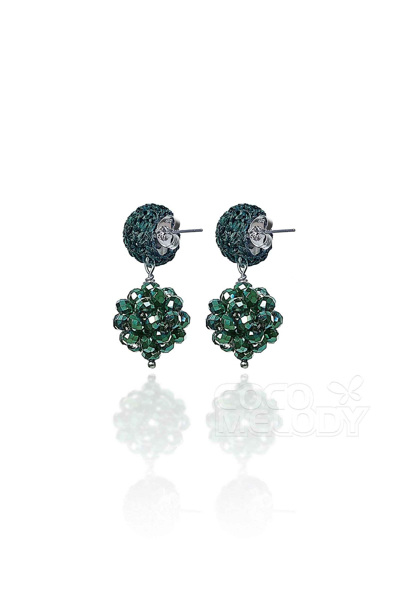 Eye-catching Crochet Wedding Earrings with Jewel HG18004 - COCOMELODY
