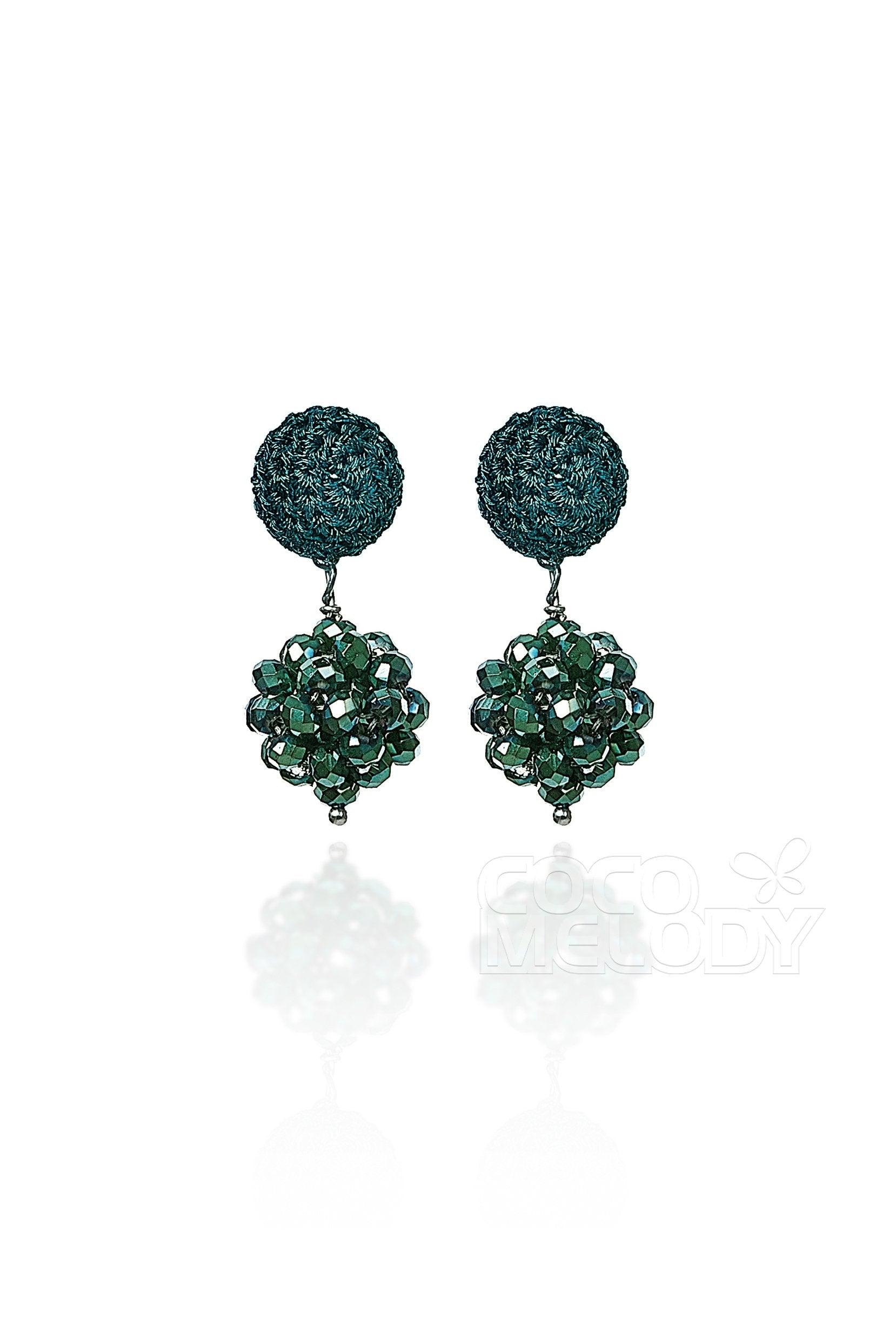 Eye-catching Crochet Wedding Earrings with Jewel HG18004 - COCOMELODY