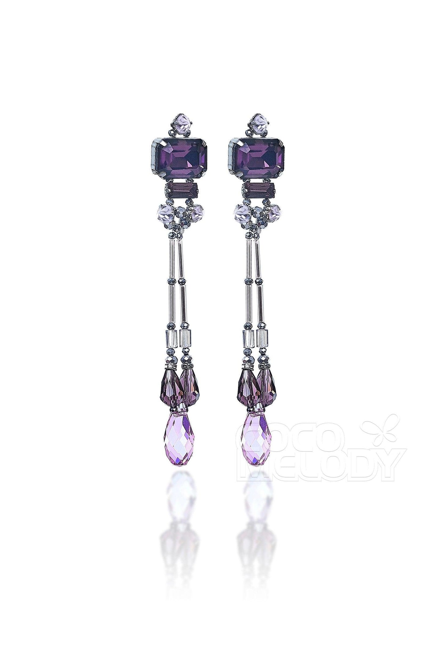 Modern Zircon Wedding Earrings with Jewel Beading HG18014 - COCOMELODY