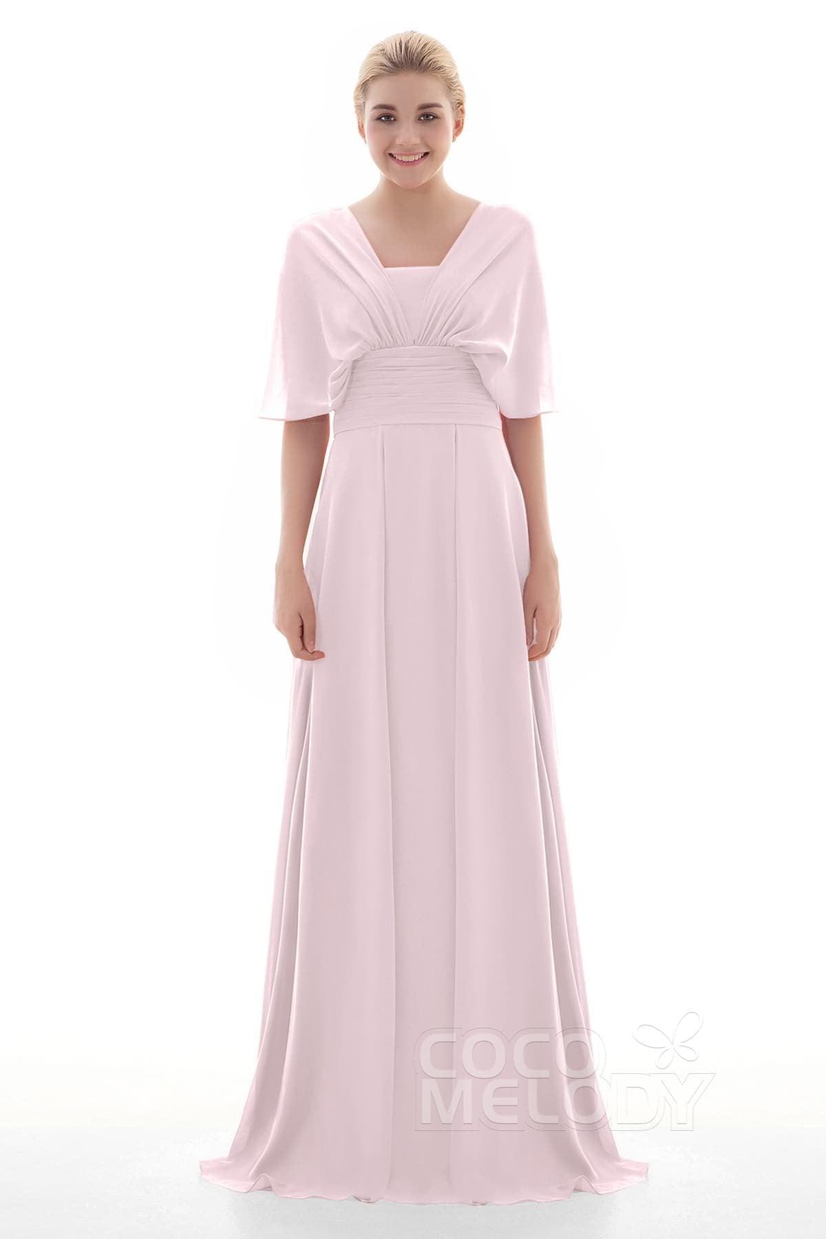 Sheath Floor Length Chiffon Bridesmaid Dress JOZF15001 - COCOMELODY