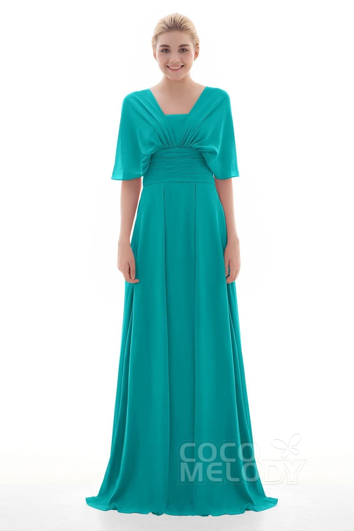Sheath Floor Length Chiffon Bridesmaid Dress JOZF15001 - COCOMELODY