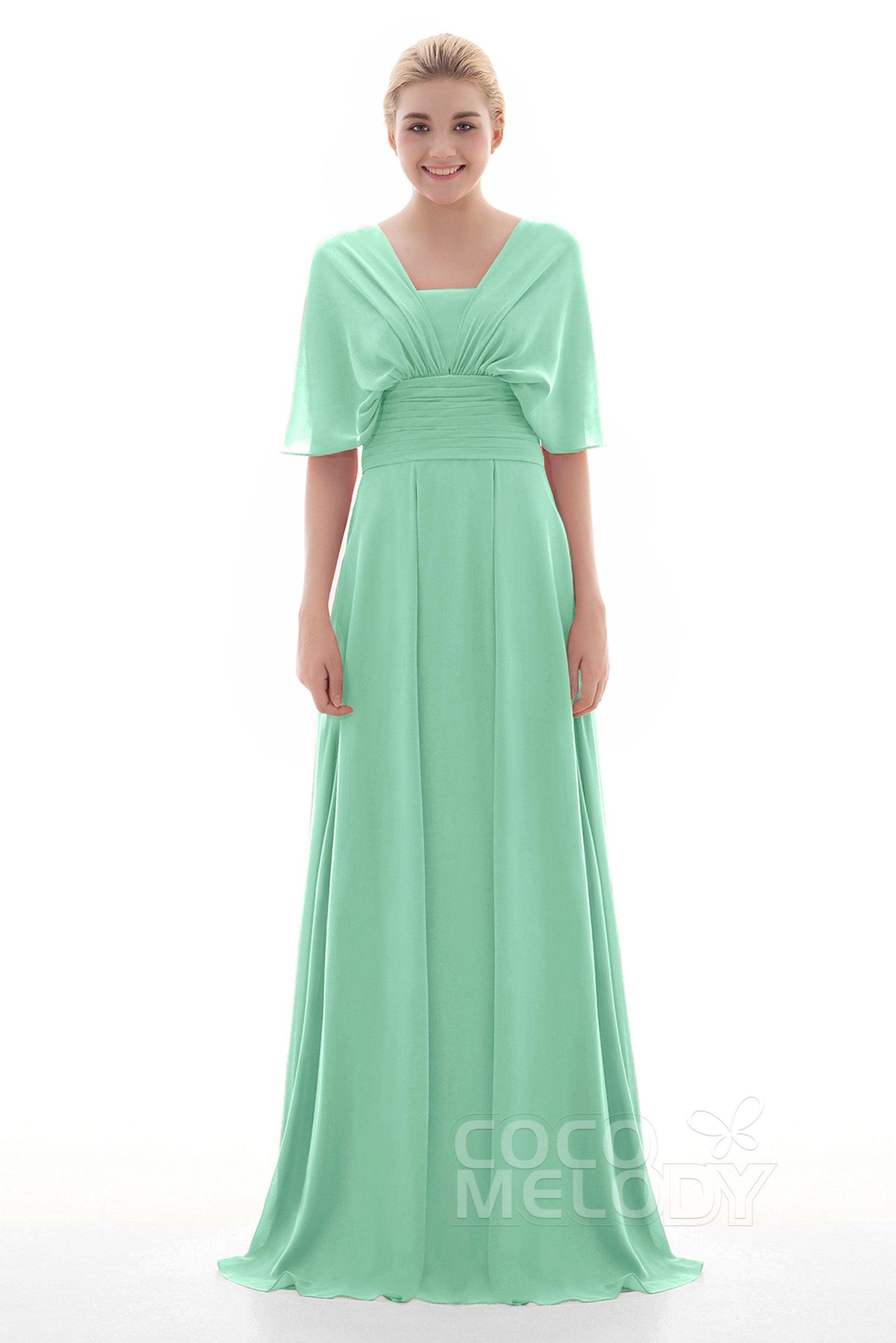 Sheath Floor Length Chiffon Bridesmaid Dress JOZF15001 - COCOMELODY