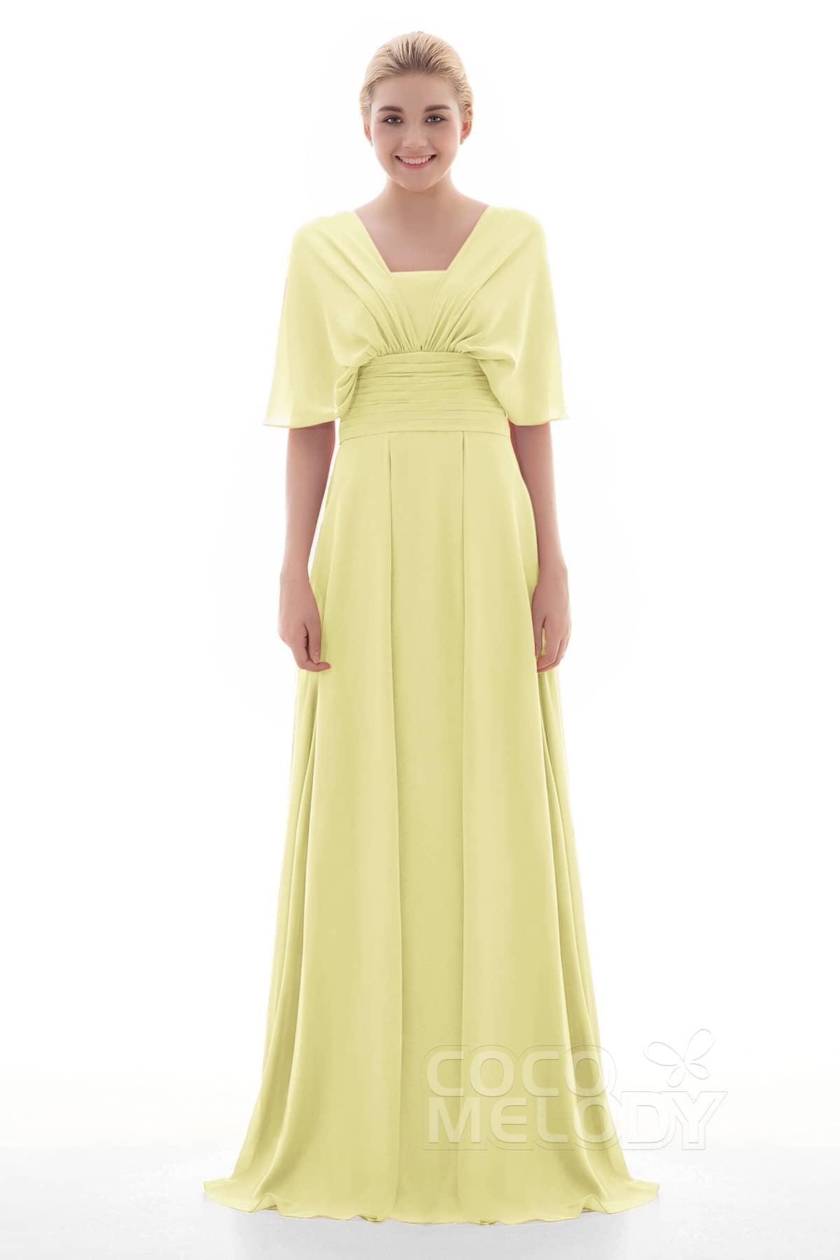 Sheath Floor Length Chiffon Bridesmaid Dress JOZF15001 - COCOMELODY