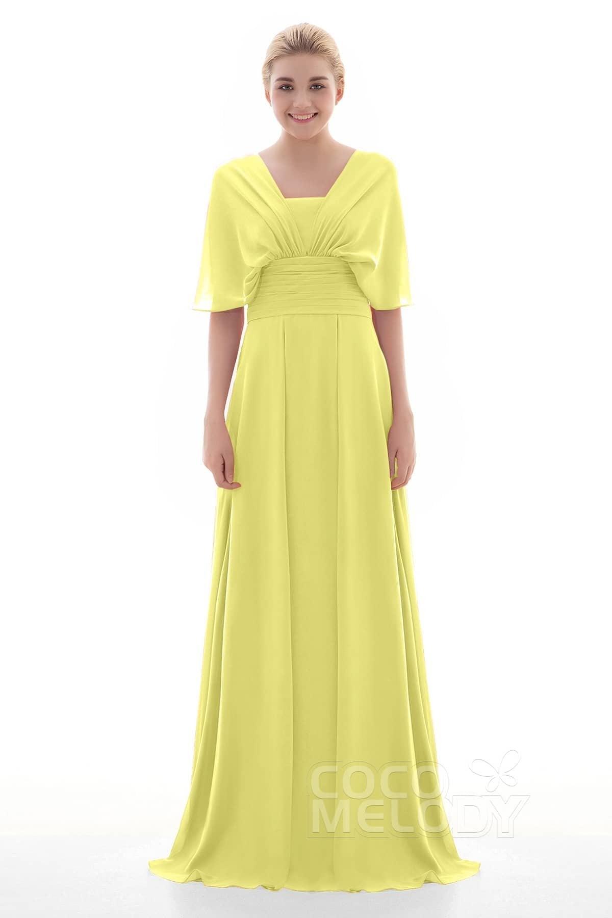 Sheath Floor Length Chiffon Bridesmaid Dress JOZF15001 - COCOMELODY