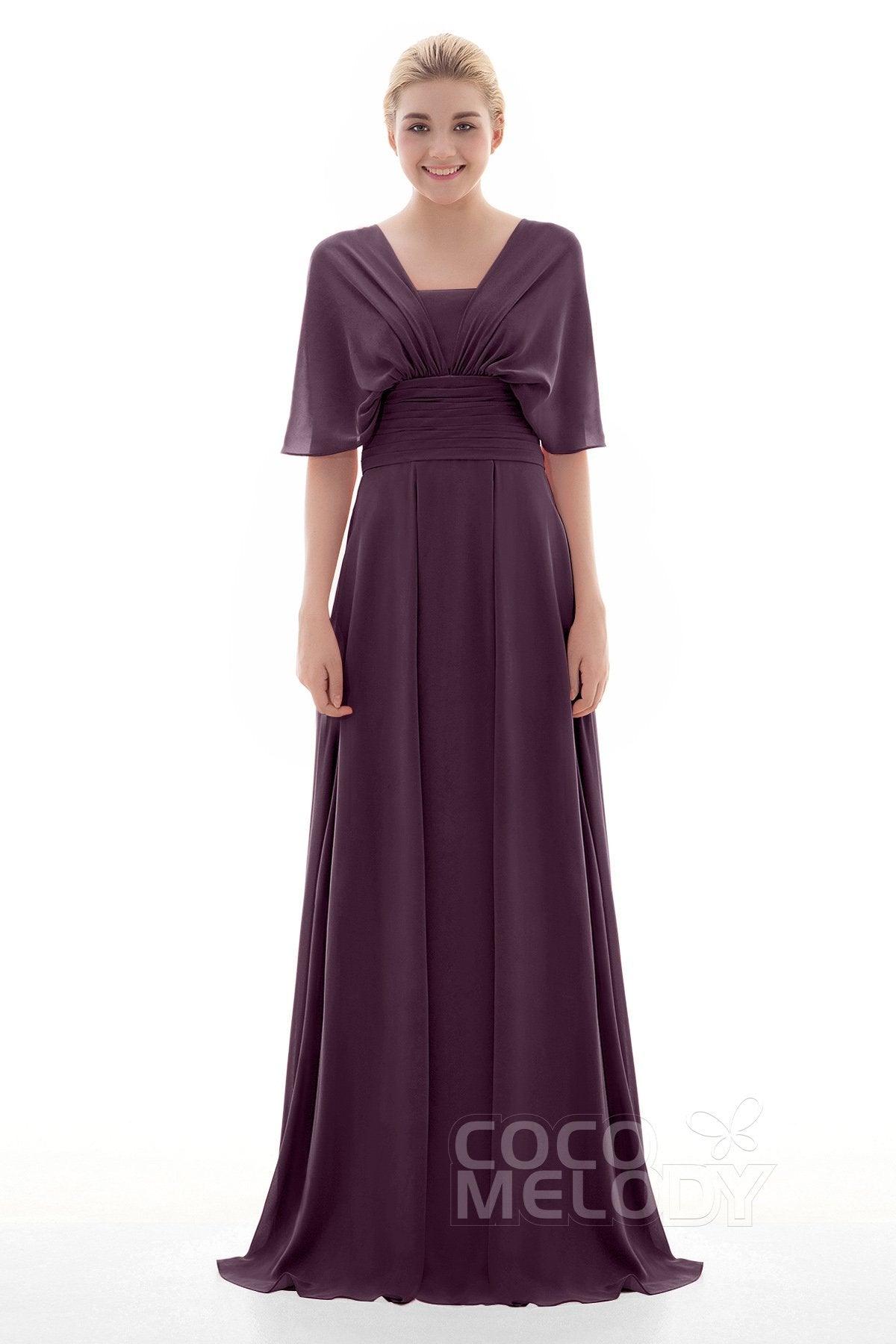 Sheath Floor Length Chiffon Bridesmaid Dress JOZF15001 - COCOMELODY