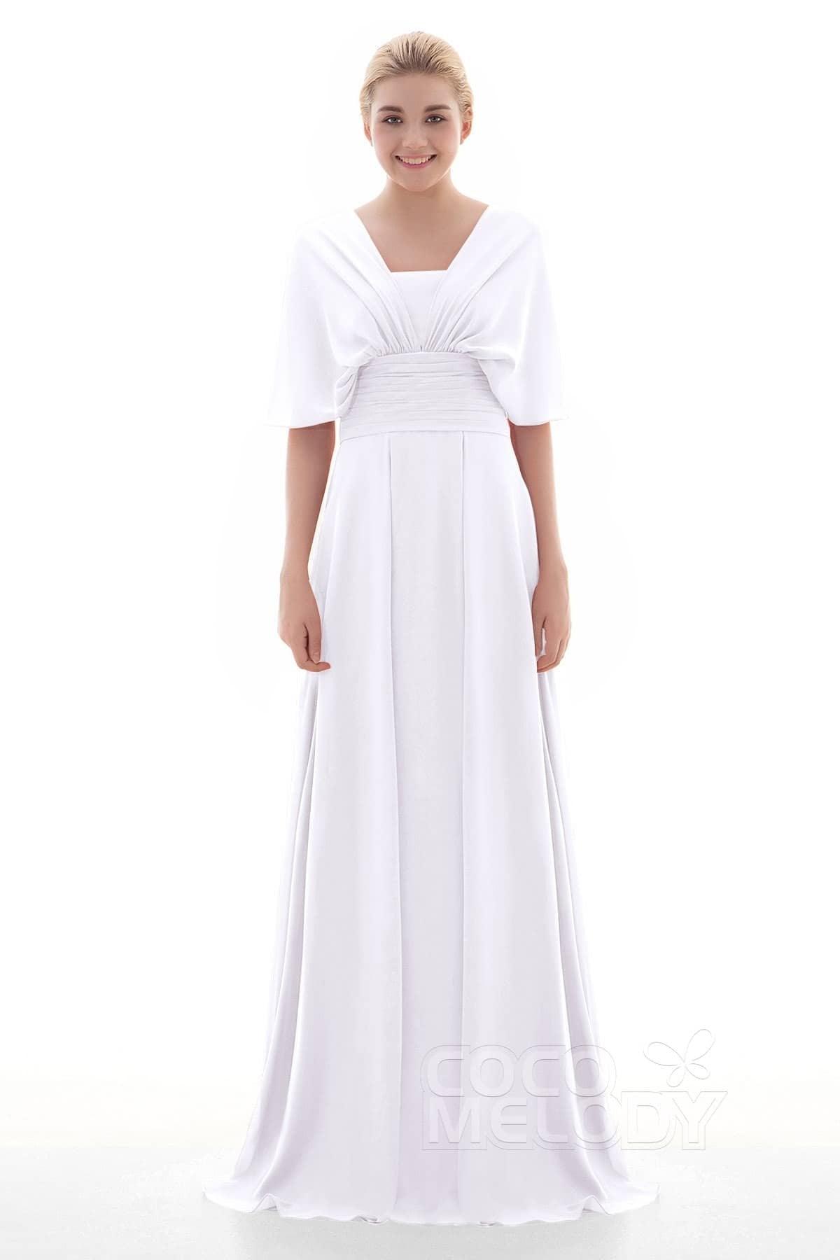 Sheath Floor Length Chiffon Bridesmaid Dress JOZF15001 - COCOMELODY