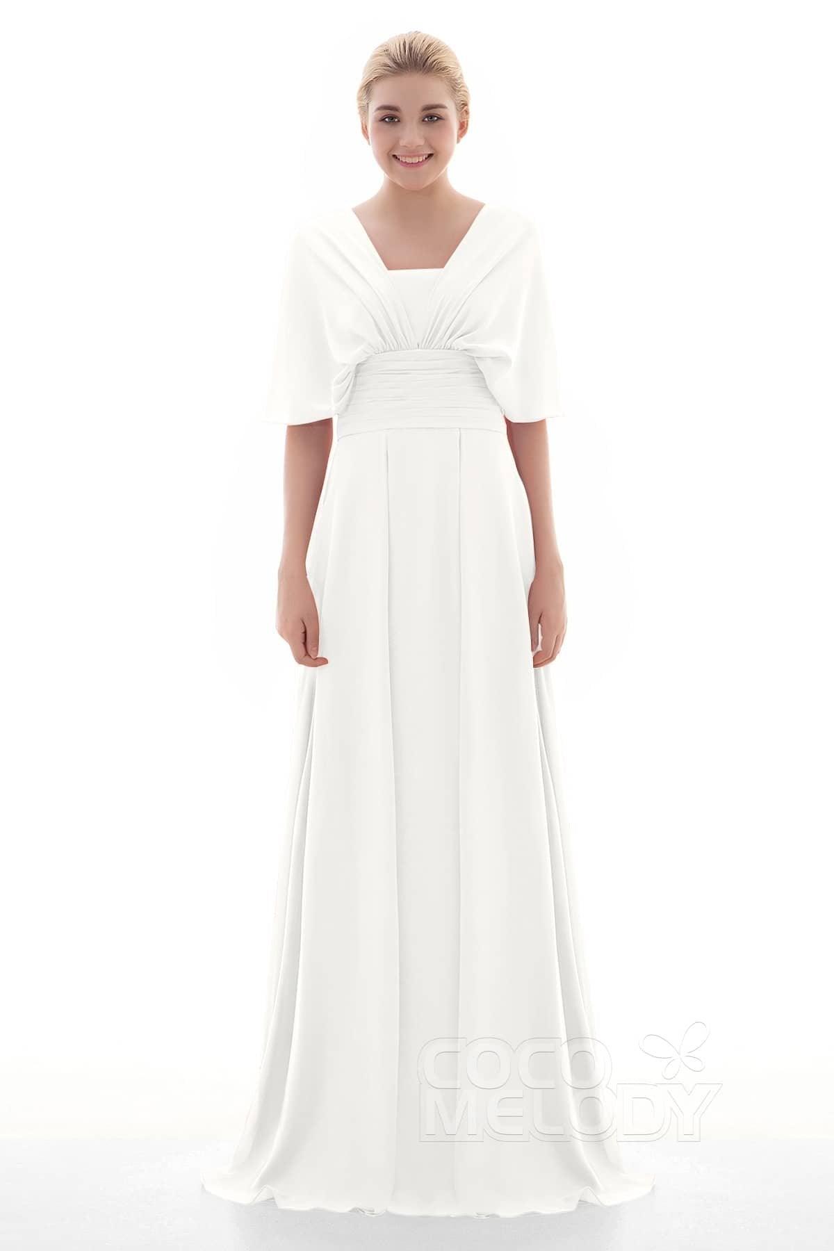 Sheath Floor Length Chiffon Bridesmaid Dress JOZF15001 - COCOMELODY
