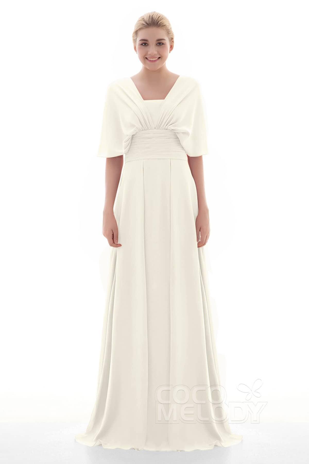 Sheath Floor Length Chiffon Bridesmaid Dress JOZF15001 - COCOMELODY