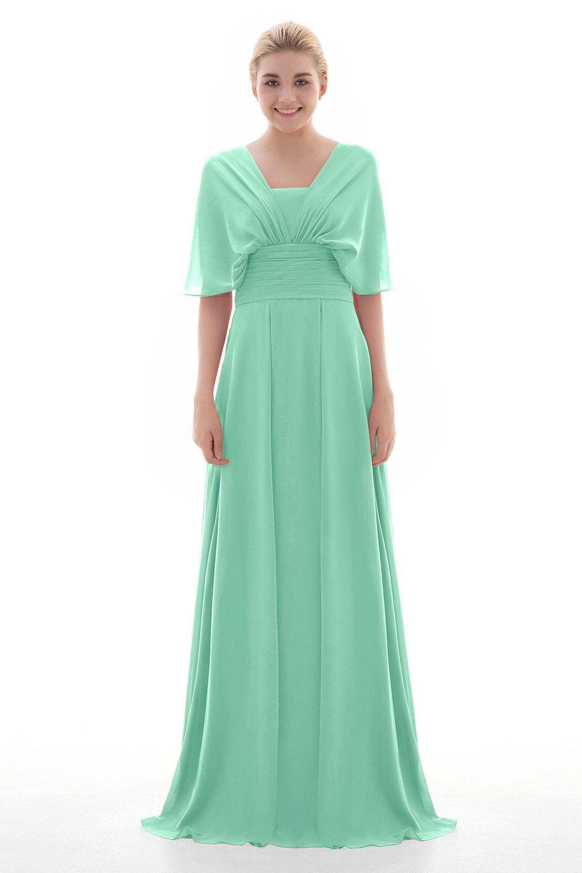 Sheath-Column Floor Length Chiffon Bridesmaid Dress COCOMELODY JOZF15001, Soft Blush