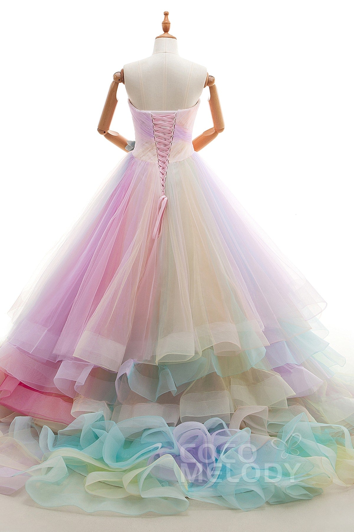 A Line Court Train Tulle Wedding Dress JWLT15067CR