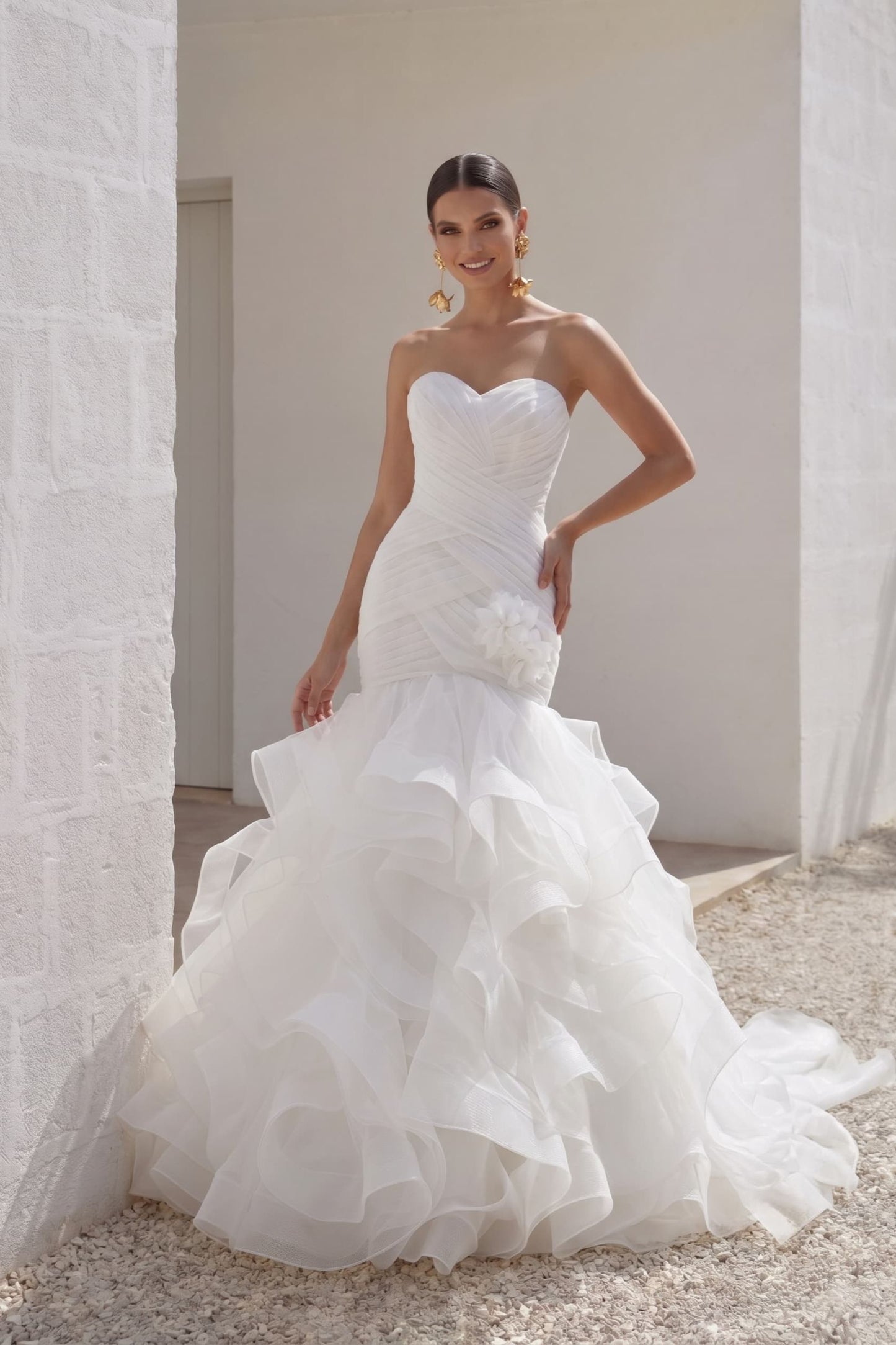 Trumpet-Mermaid Court Train Organza Wedding Dress LD3817