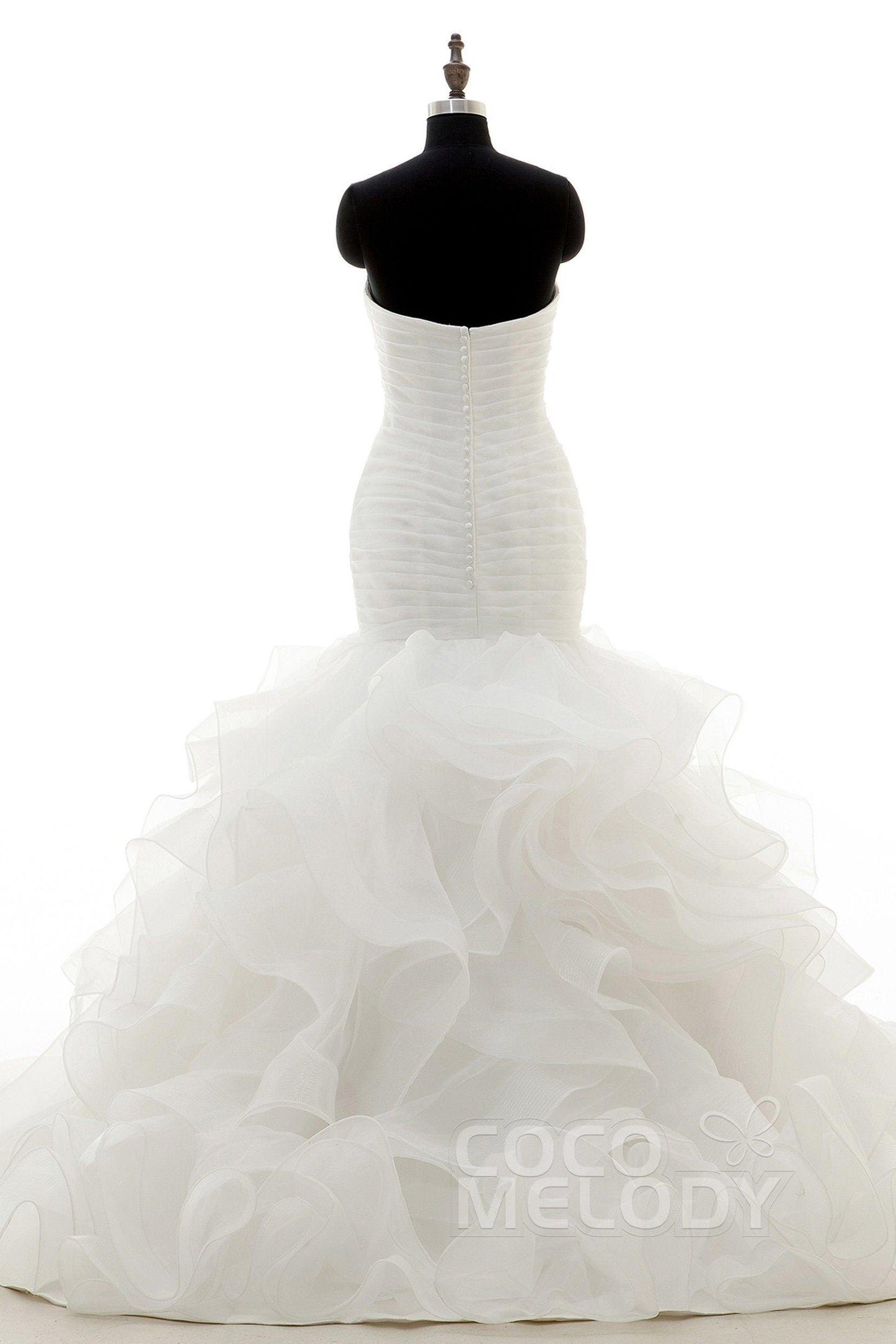 Trumpet-Mermaid Court Train Organza Wedding Dress LD3817 - COCOMELODY