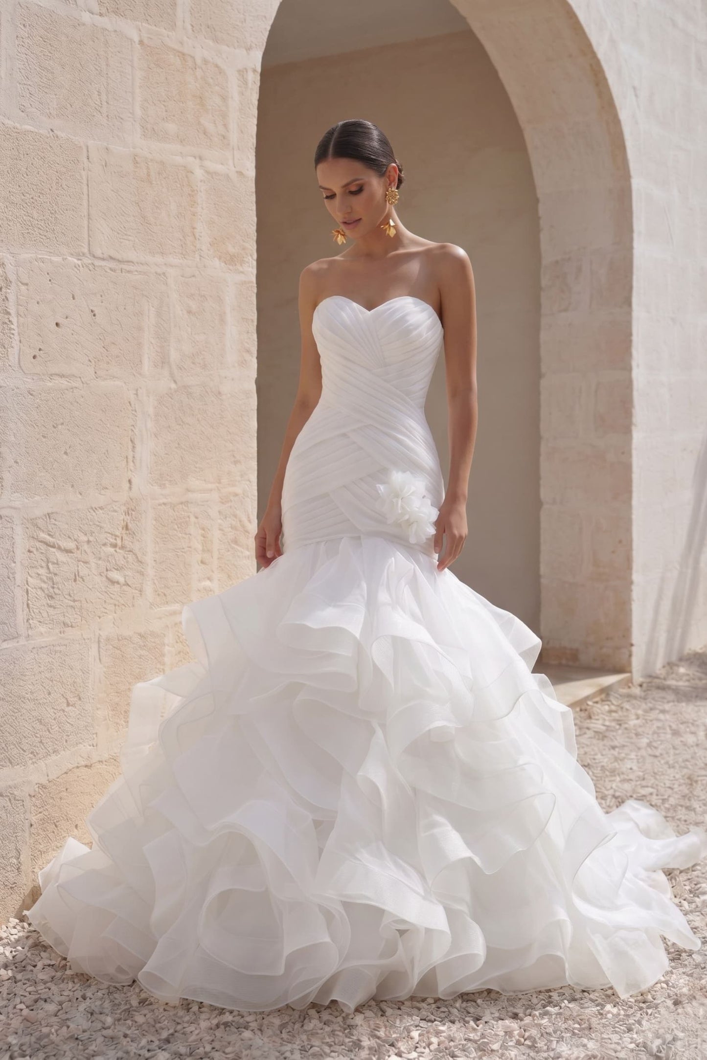 Trumpet-Mermaid Court Train Organza Wedding Dress LD3817