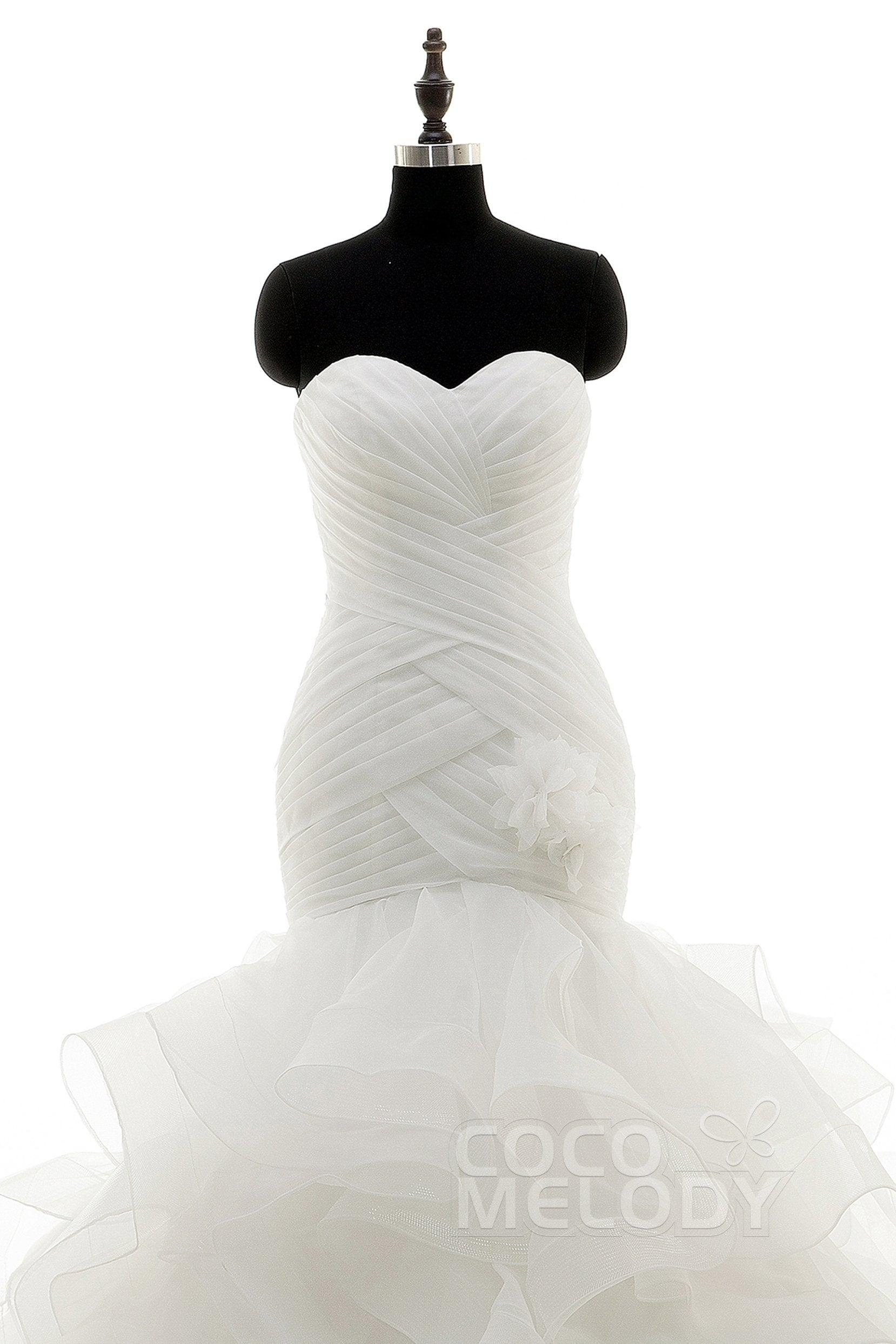 Trumpet-Mermaid Court Train Organza Wedding Dress LD3817 - COCOMELODY