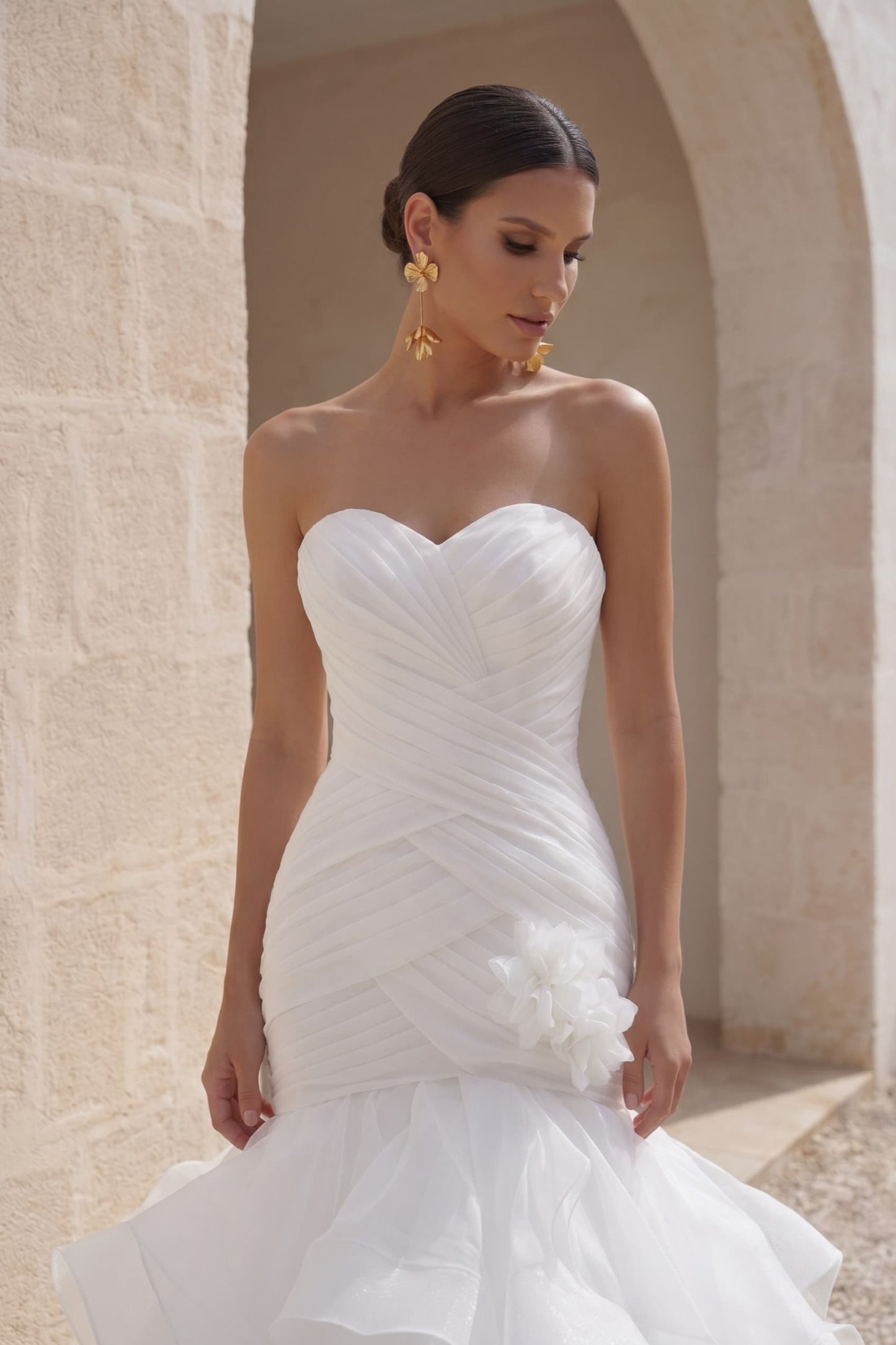 Trumpet-Mermaid Court Train Organza Wedding Dress LD3817