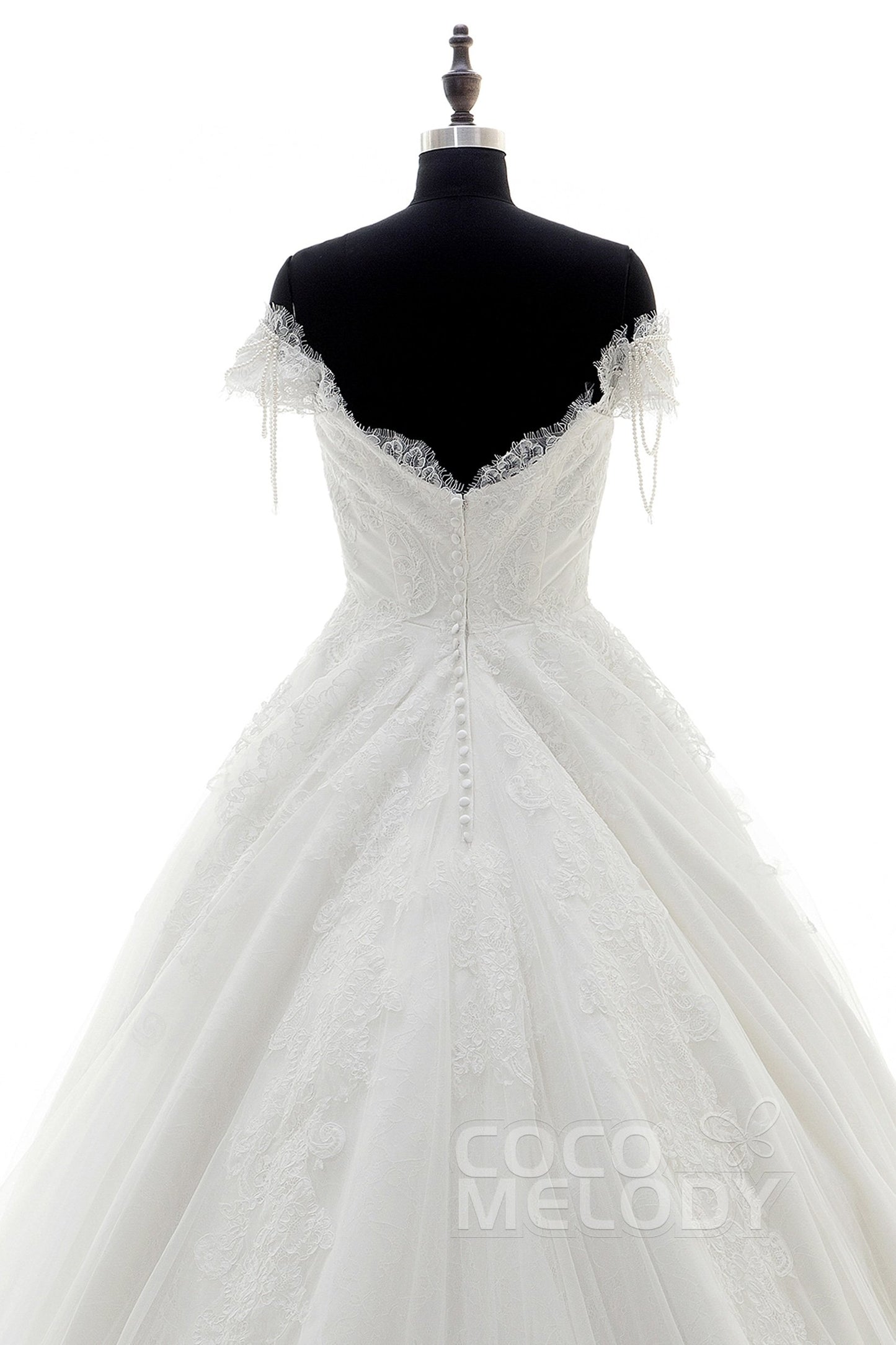 A-Line Court Train Lace Wedding Dress LD3832