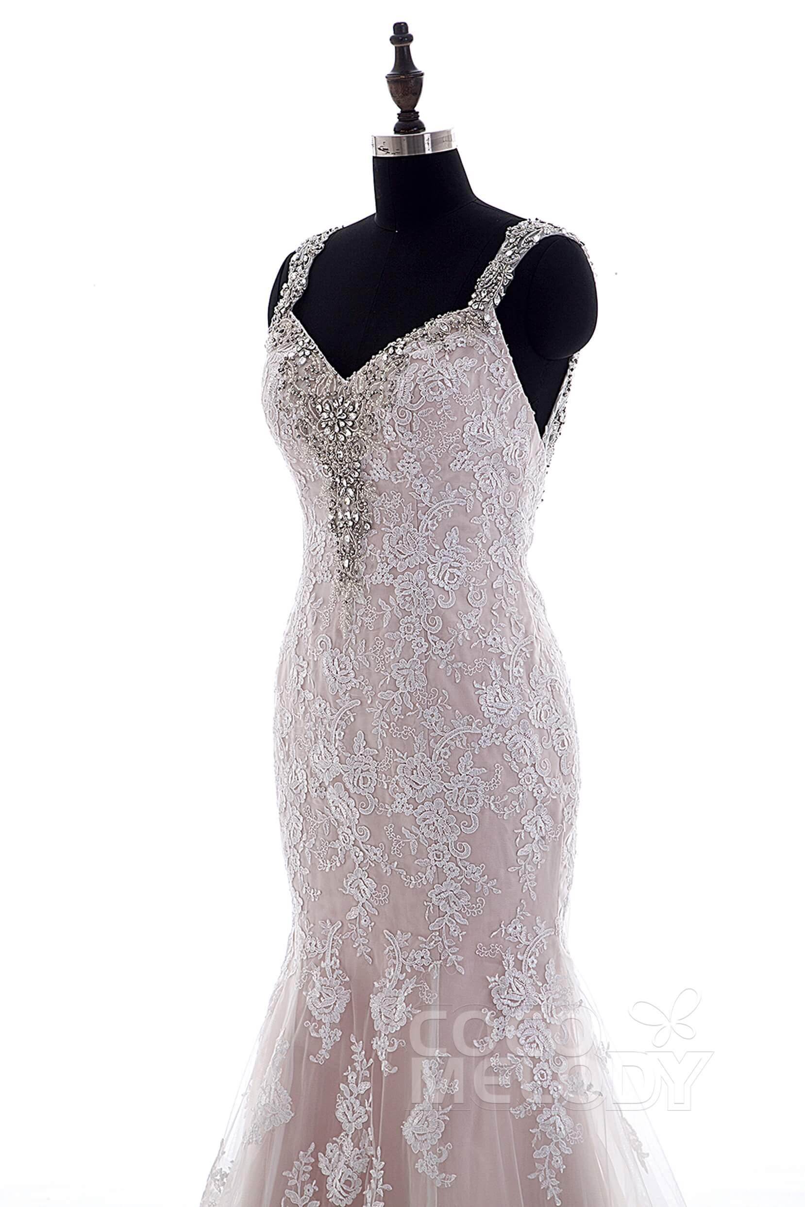 Trumpet-Mermaid Court Train Tulle Lace Wedding Dress LD3905 - COCOMELODY