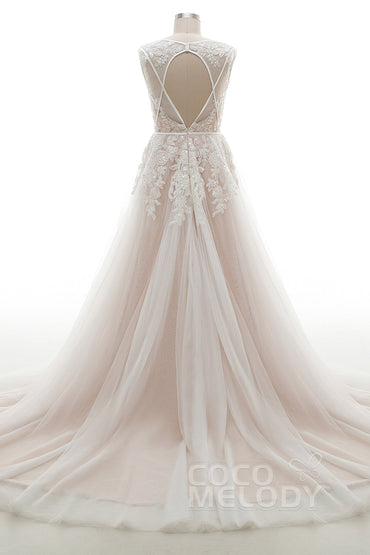 A-Line Court Train Tulle and Lace Wedding Dress LD3932