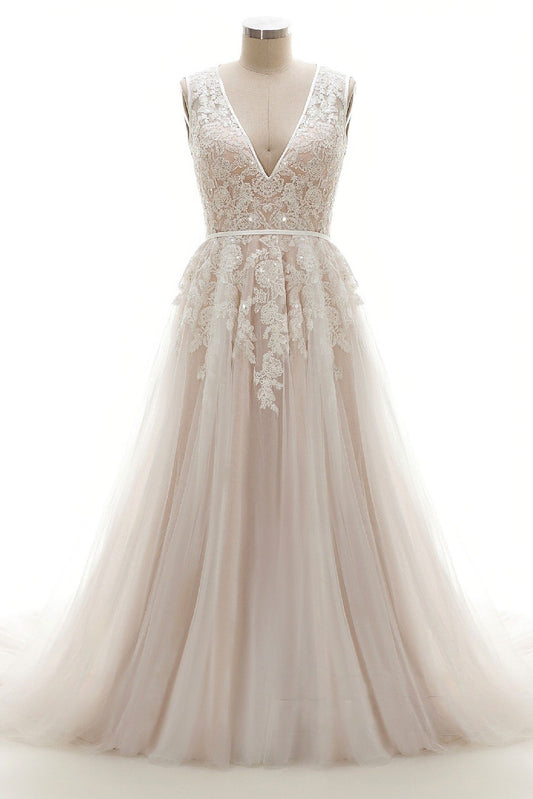 A-Line Court Train Tulle and Lace Wedding Dress LD3932