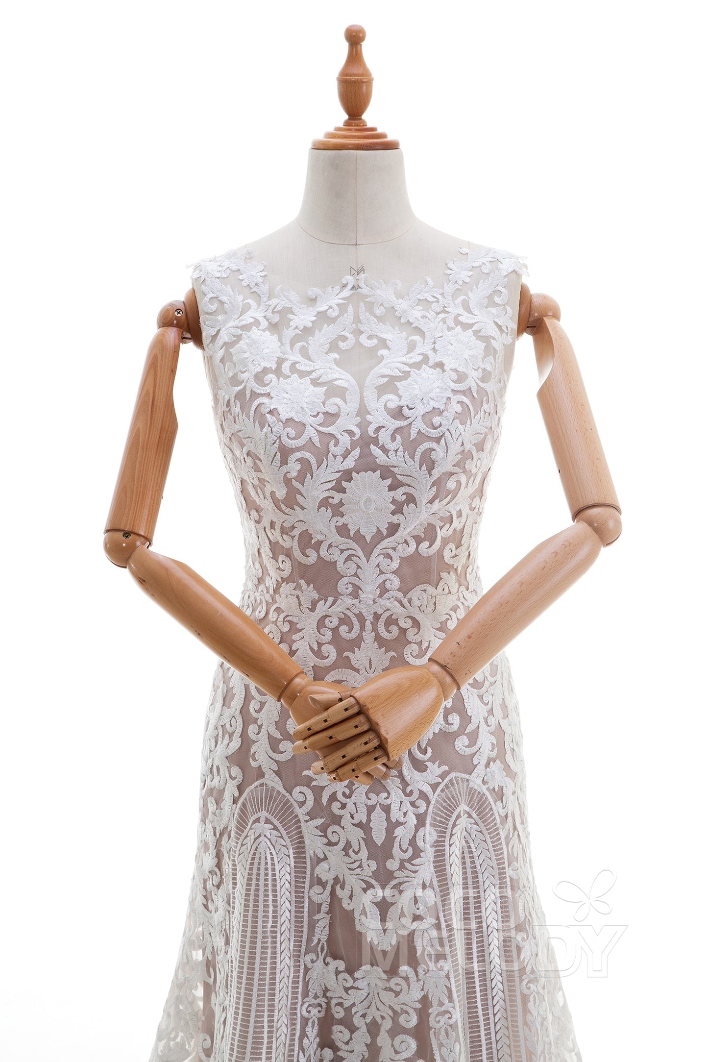 Sheath Sweep-Brush Train Lace Wedding Dress LD4317