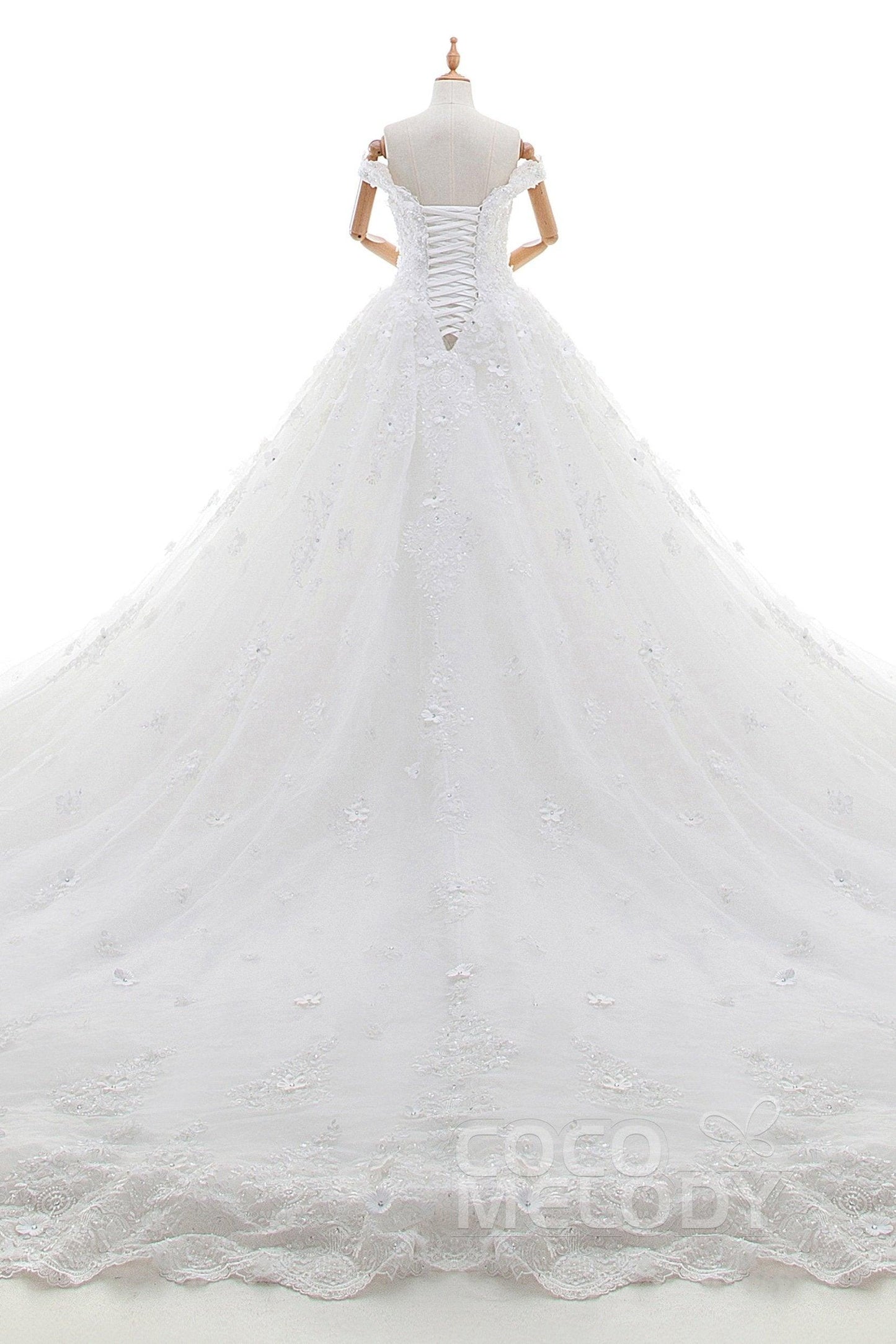 Princess Cathedral Train Tulle and Lace Wedding Dress LD4349