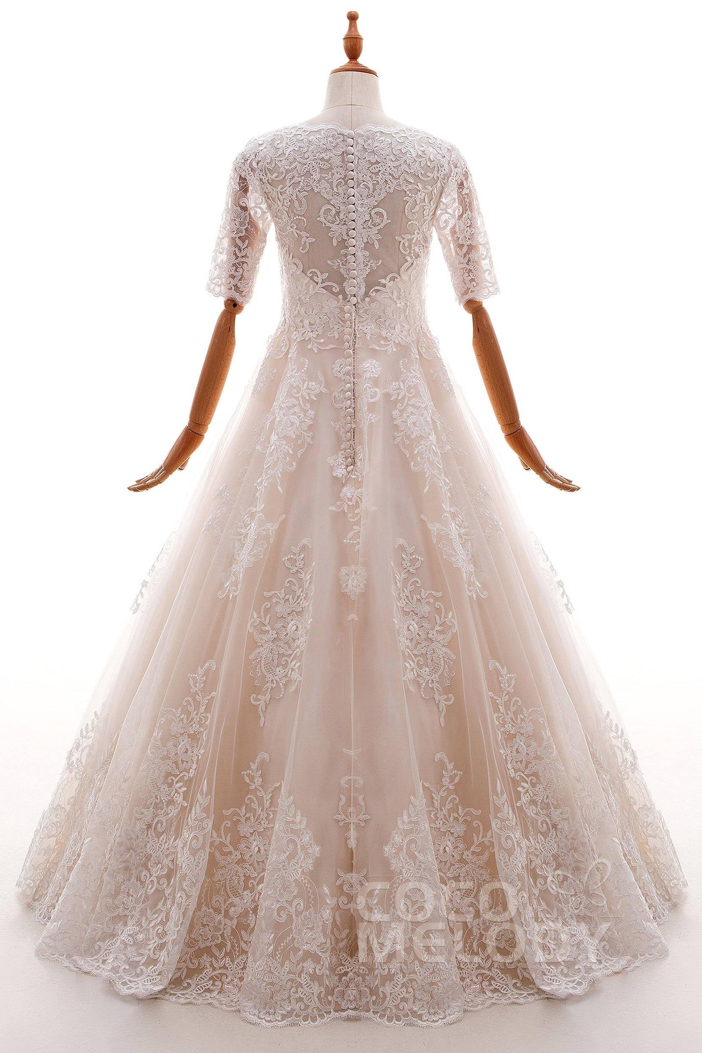 A-Line Floor Length Tulle and Lace Wedding Dress LD4604