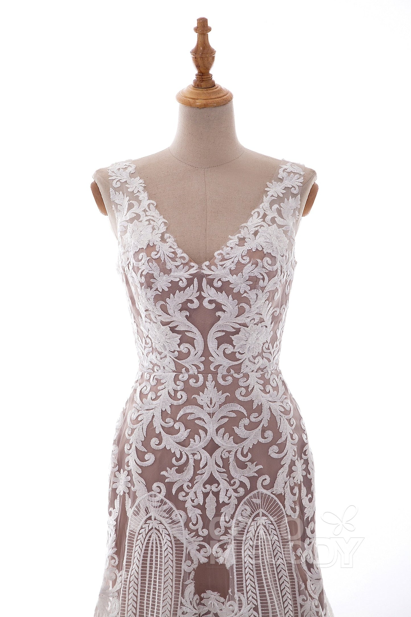 Sheath-Column Court Train Tulle Lace Wedding Dress LD4722