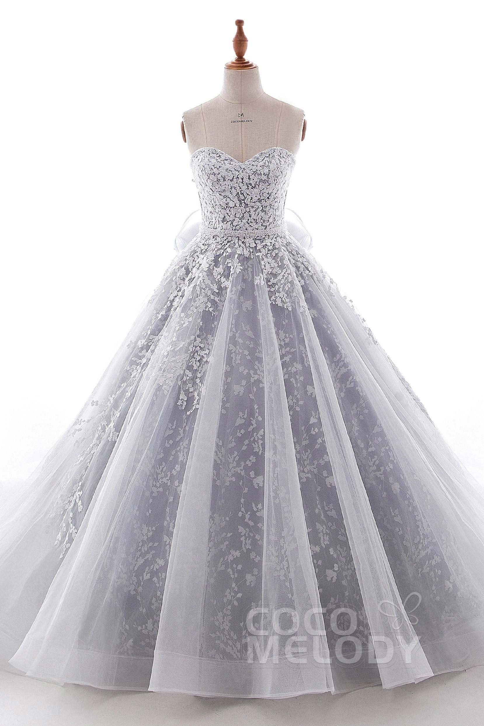 A-Line Chapel Train Tulle Wedding Dress LD5054 - COCOMELODY