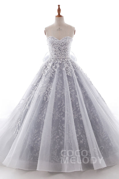 A-Line Chapel Train Tulle Wedding Dress LD5054