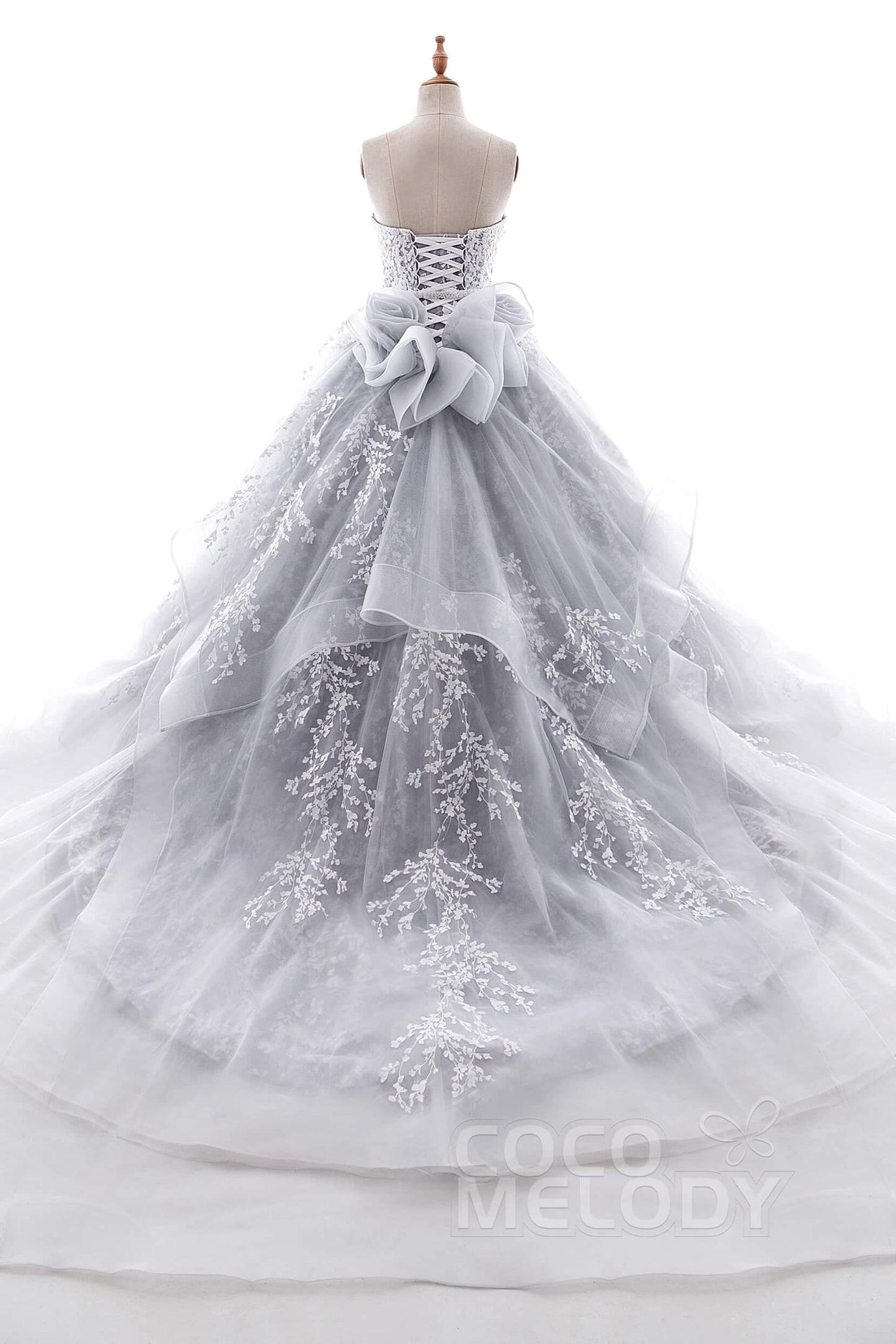 A-Line Chapel Train Tulle Wedding Dress LD5054