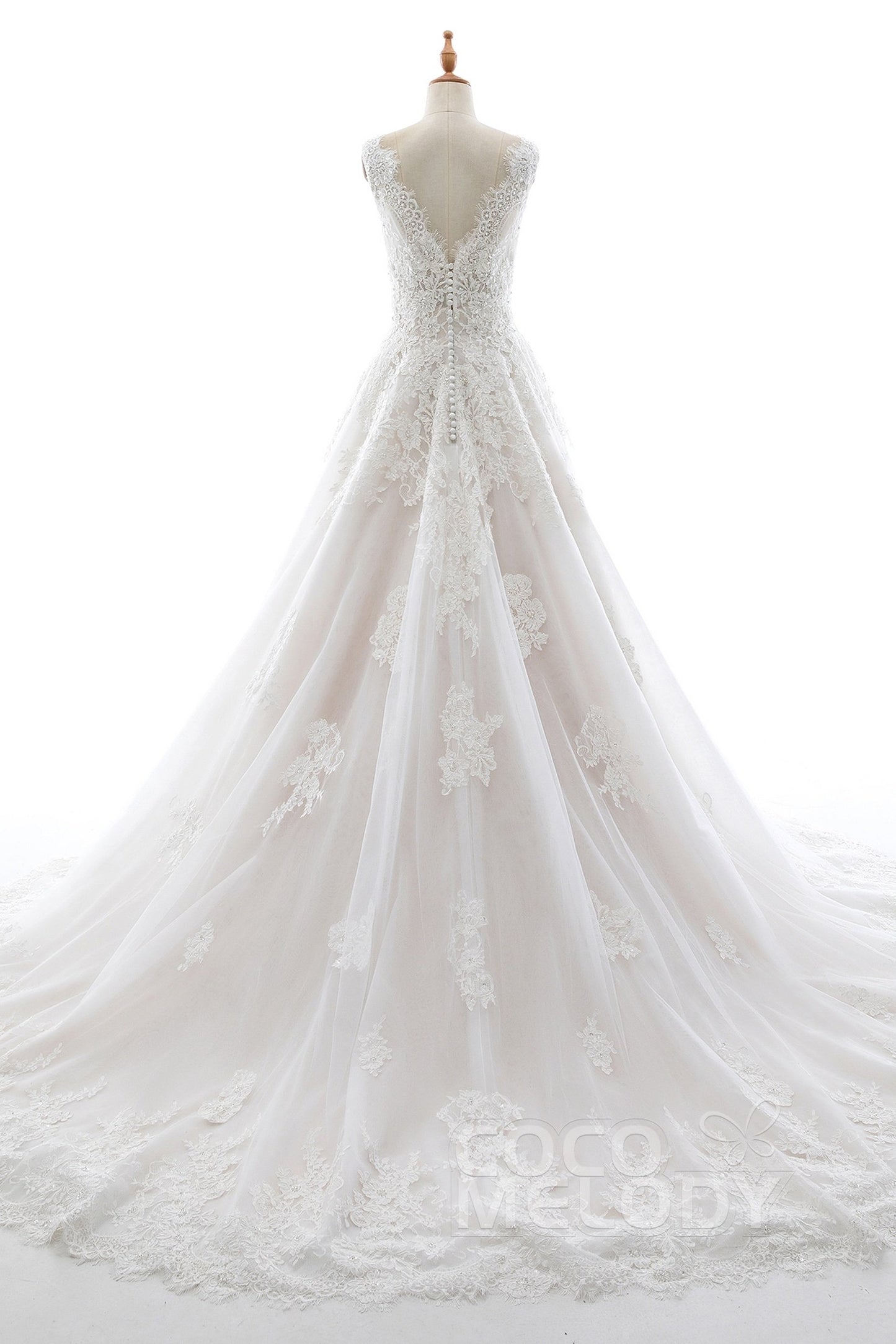 A-Line Court Train Tulle and Organza Wedding Dress LD5698