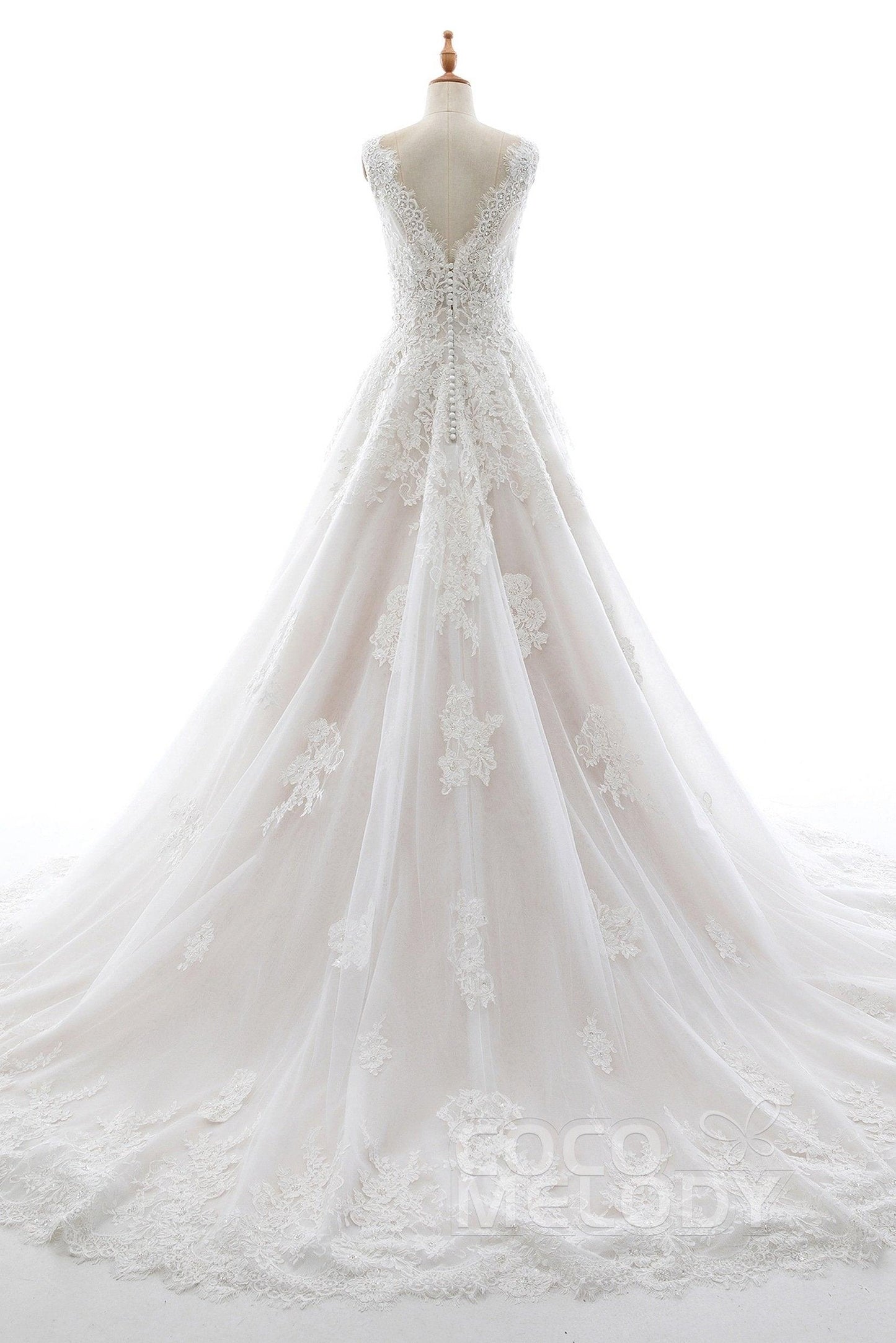 A-Line Court Train Tulle and Organza Wedding Dress LD5698