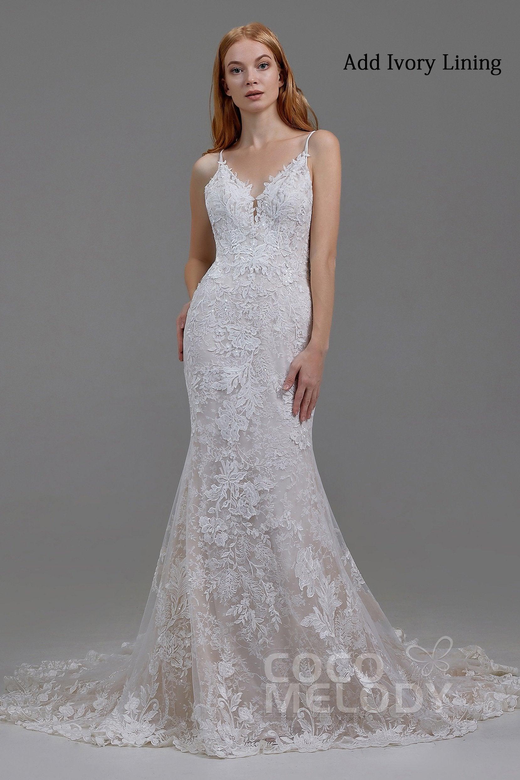 Trumpet-Mermaid Chapel Train Tulle Lace Wedding Dress LD5808 - COCOMELODY