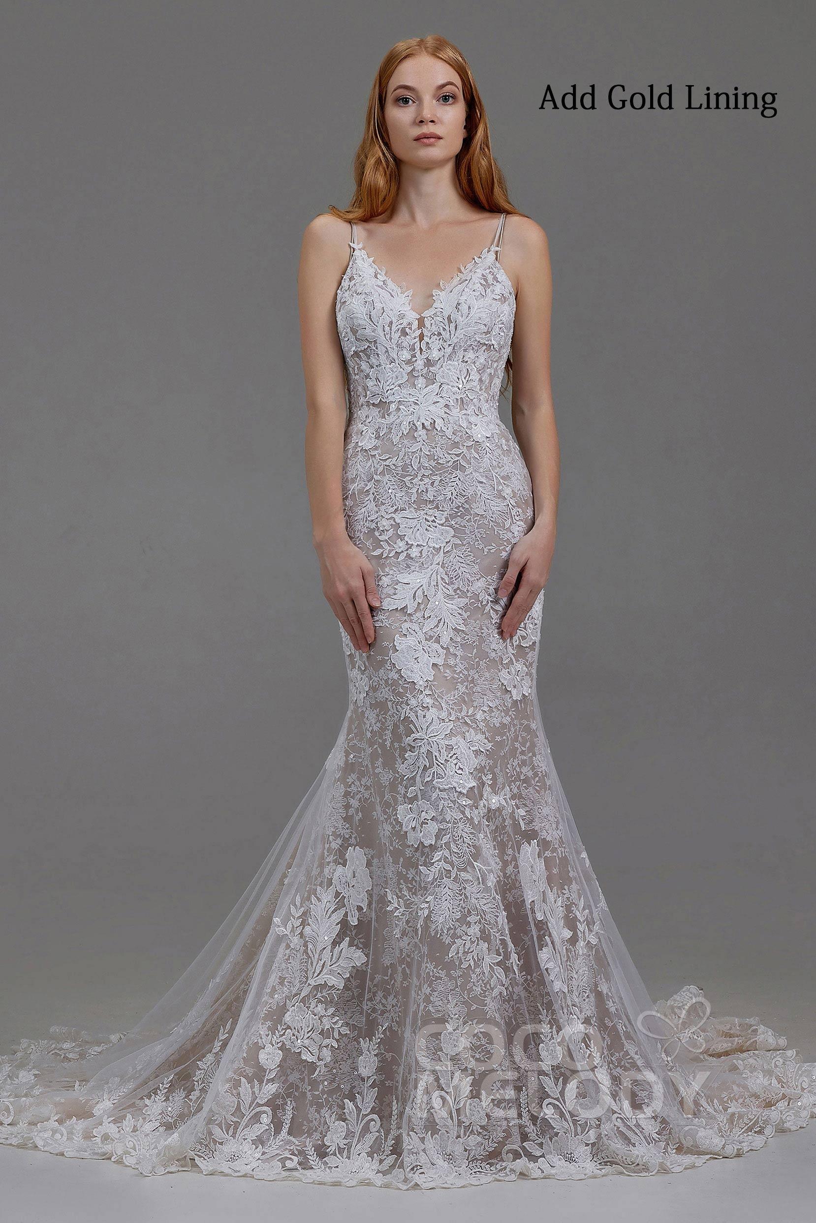 Trumpet-Mermaid Chapel Train Tulle Lace Wedding Dress LD5808 - COCOMELODY
