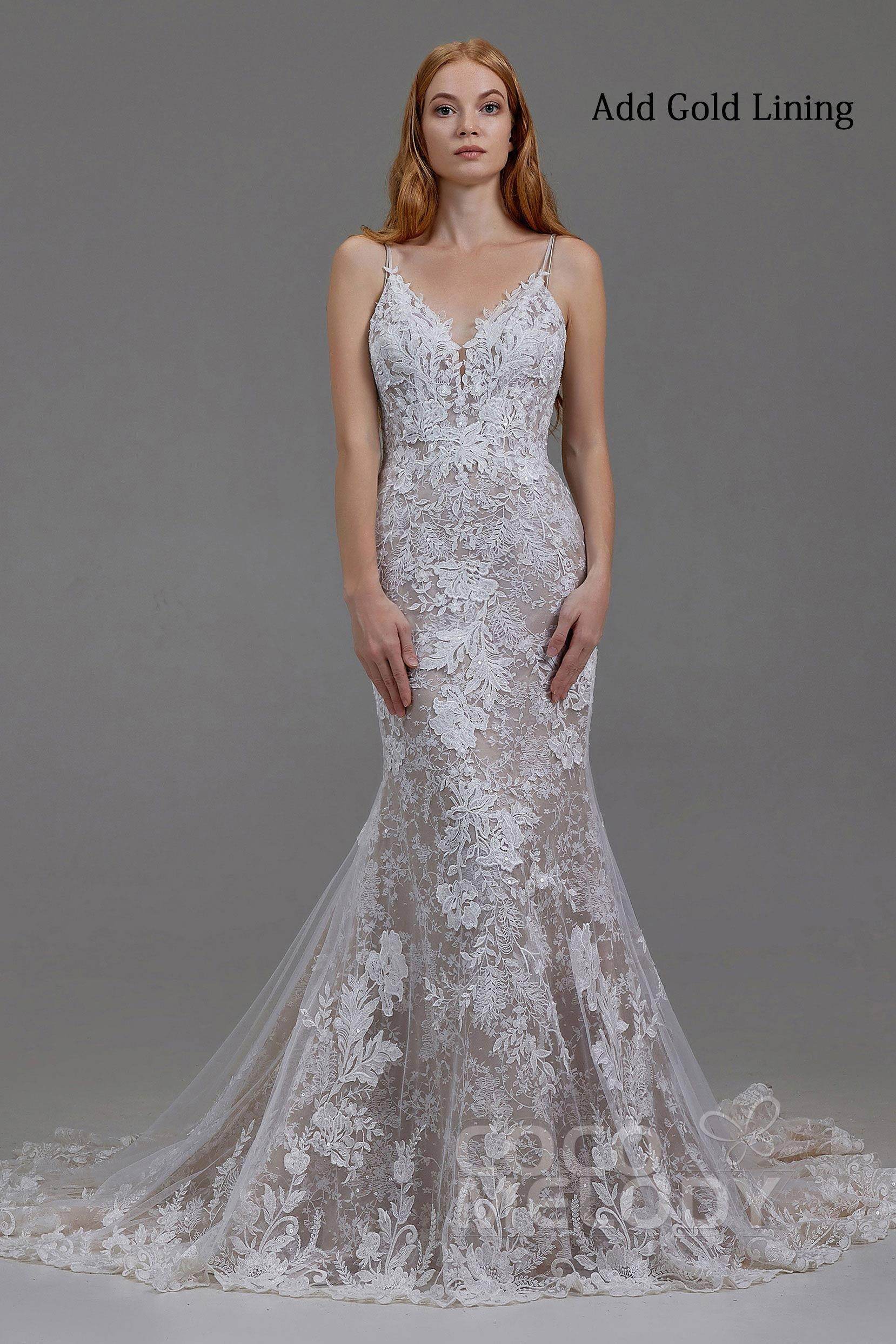 Trumpet-Mermaid Chapel Train Tulle Lace Wedding Dress LD5808 - COCOMELODY