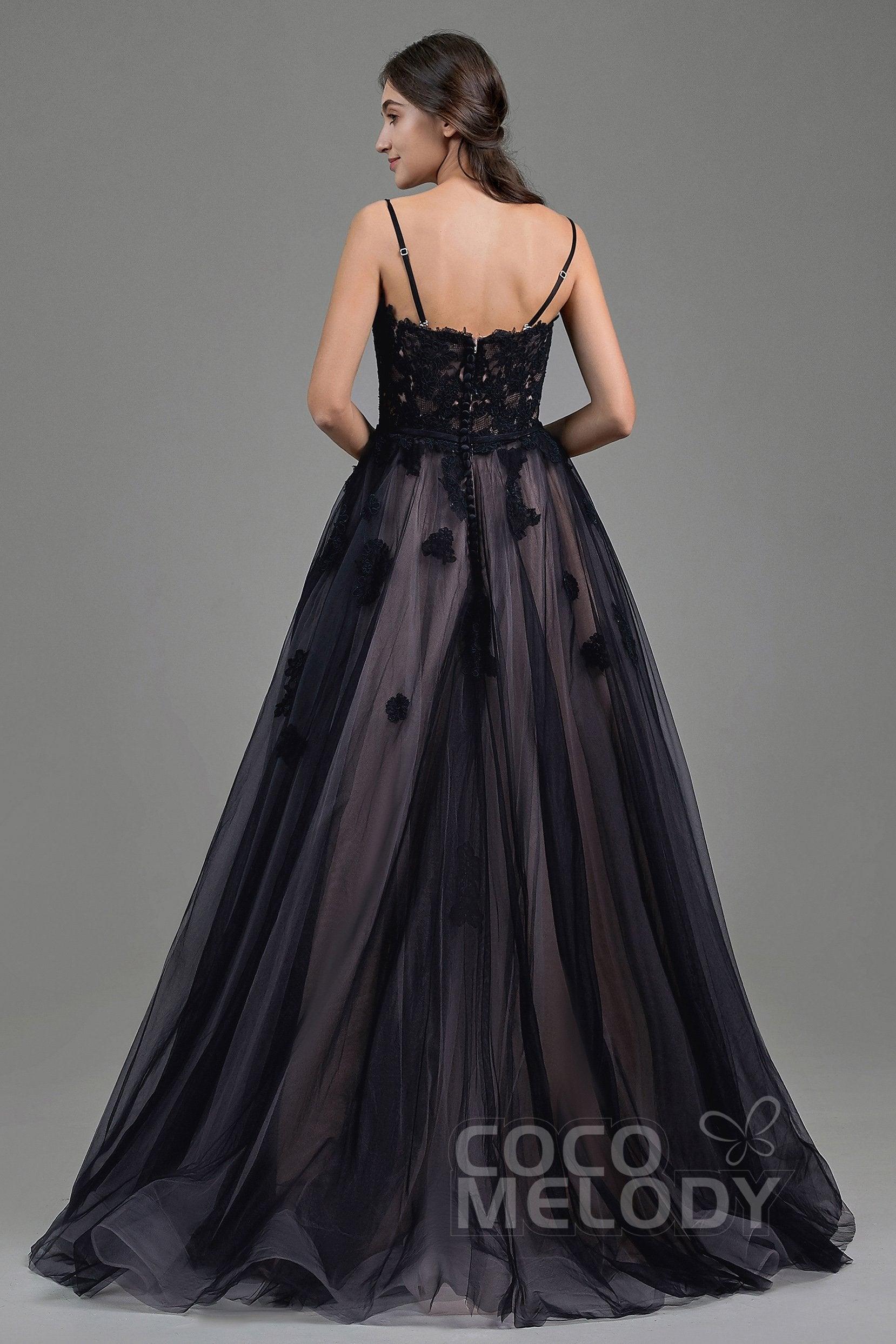 A-Line Sweep Train Tulle Lace Gothic Wedding Dress LD5821 - COCOMELODY