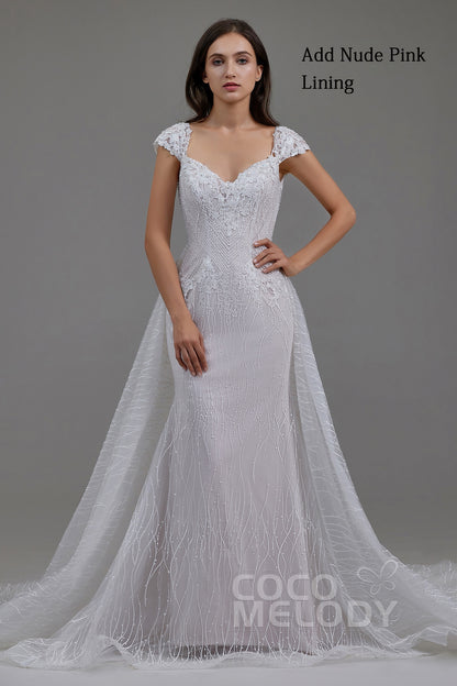 Trumpet-Mermaid Chapel Train Tulle Lace Wedding Dress LD5837
