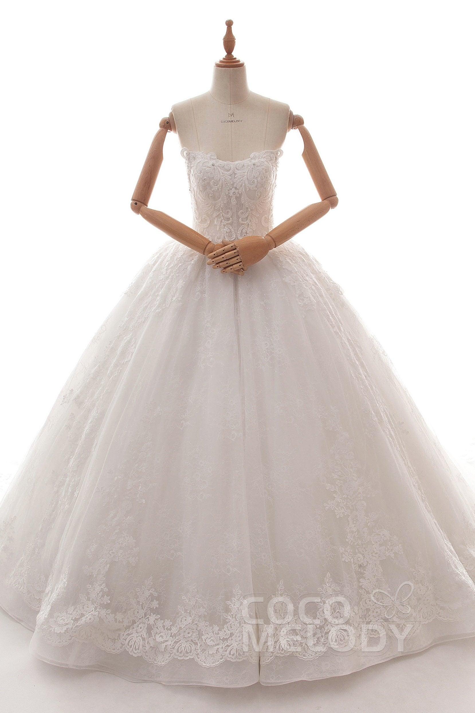 Ball Gown Cathedral Train Tulle Lace Wedding Dress LD5787 - COCOMELODY