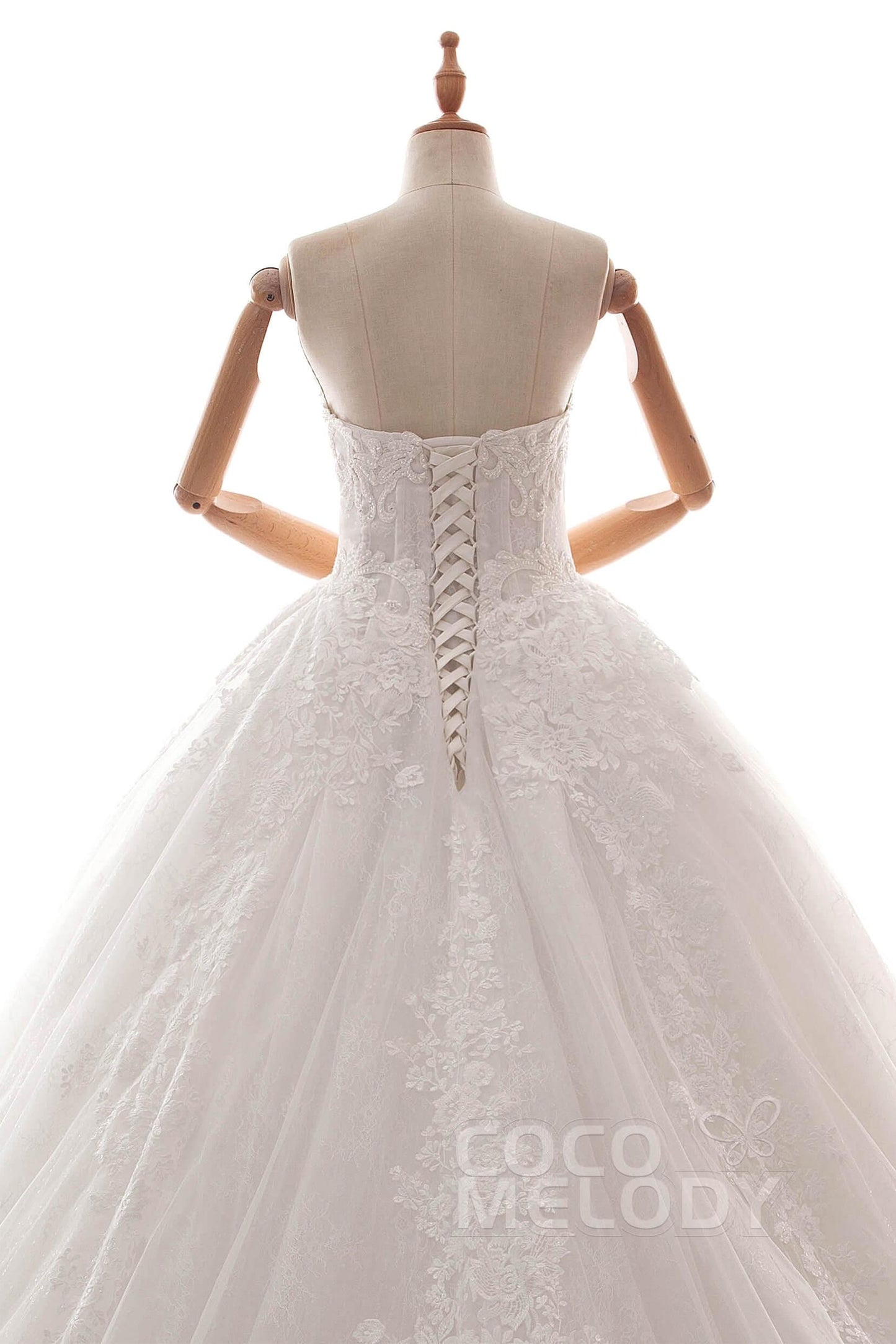 Ball Gown Cathedral Train Tulle Lace Wedding Dress LD5787 - COCOMELODY