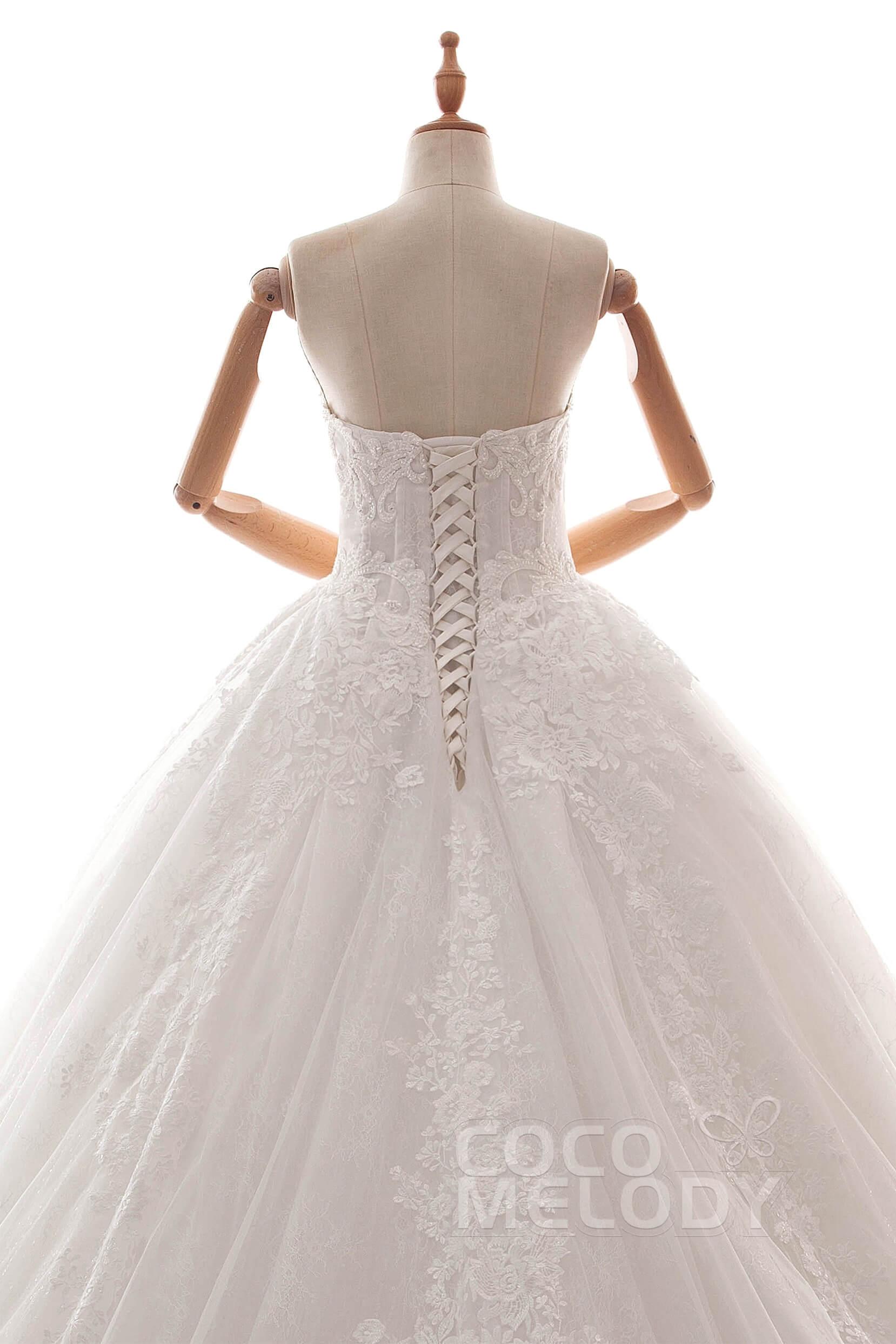 Ball Gown Cathedral Train Tulle Lace Wedding Dress LD5787 - COCOMELODY