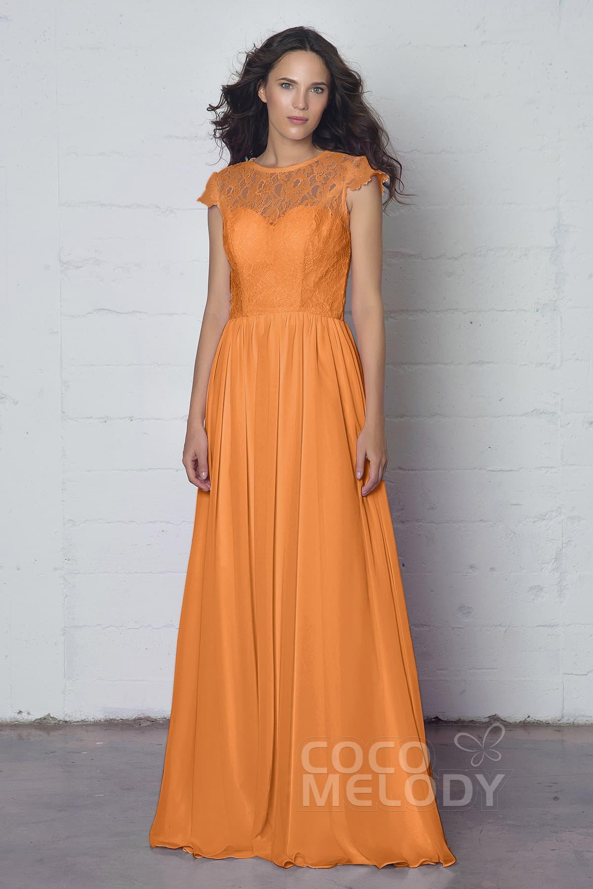 Sheath-Column Floor Length Lace and Chiffon Dress LOZF1503E - COCOMELODY