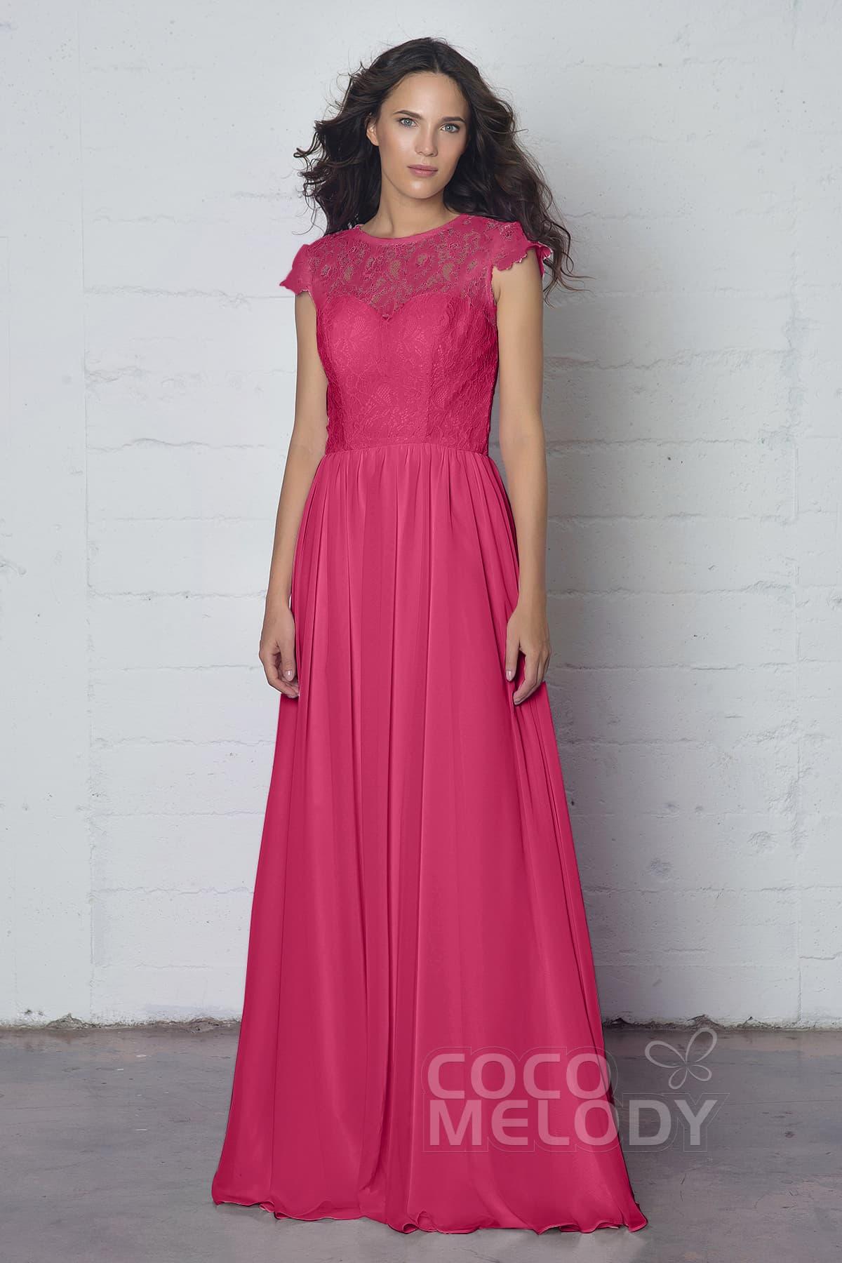 Sheath-Column Floor Length Lace and Chiffon Dress LOZF1503E - COCOMELODY