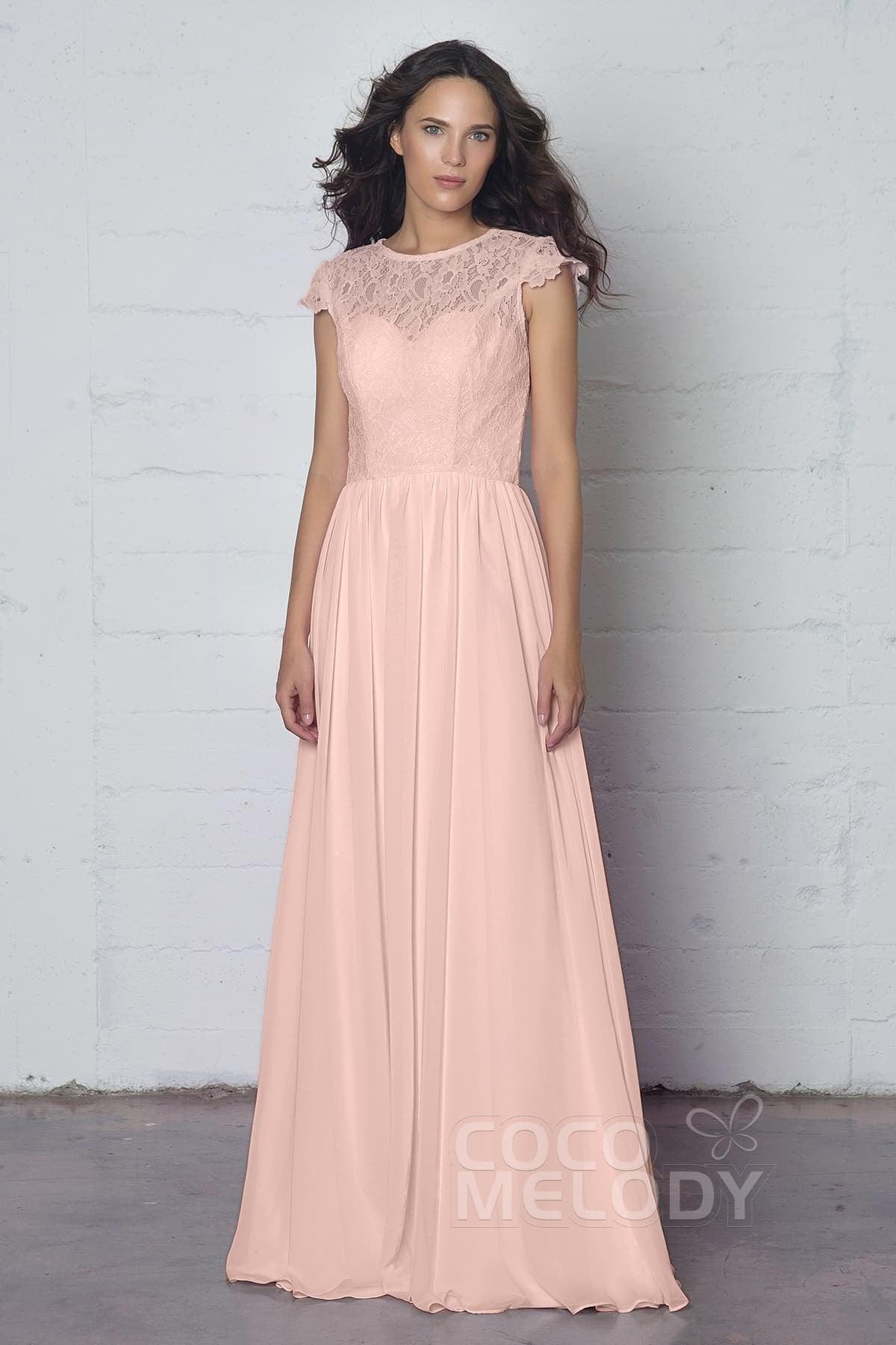 Sheath-Column Floor Length Lace and Chiffon Dress LOZF1503E - COCOMELODY