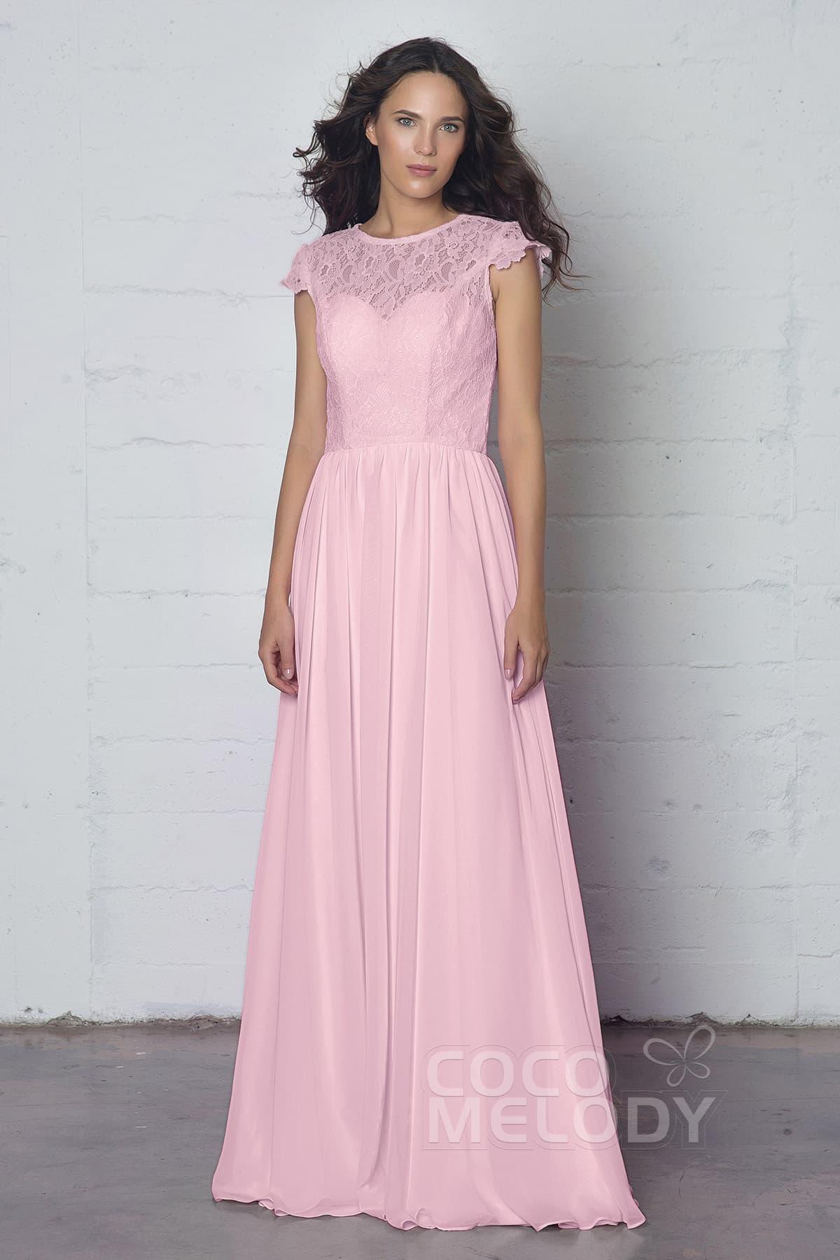 Sheath-Column Floor Length Lace and Chiffon Dress LOZF1503E - COCOMELODY