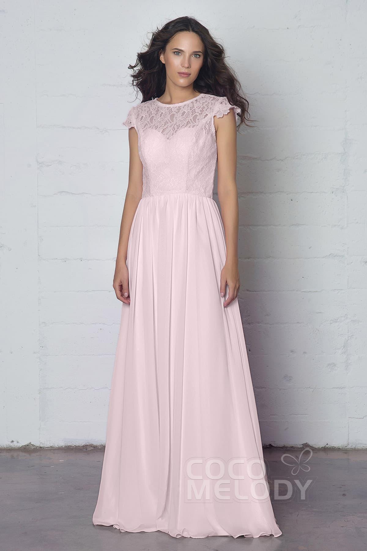 Sheath-Column Floor Length Lace and Chiffon Dress LOZF1503E - COCOMELODY