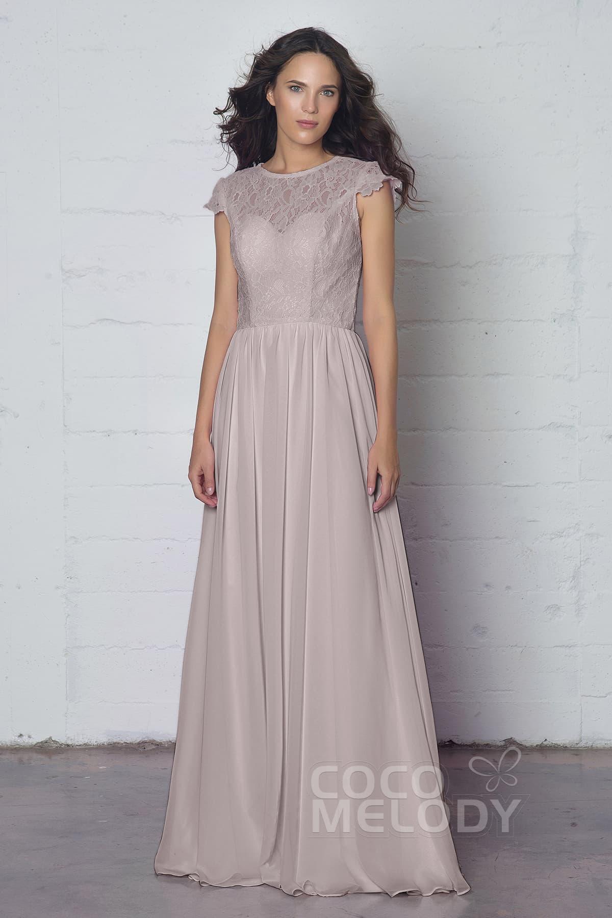 Sheath-Column Floor Length Lace and Chiffon Dress LOZF1503E - COCOMELODY